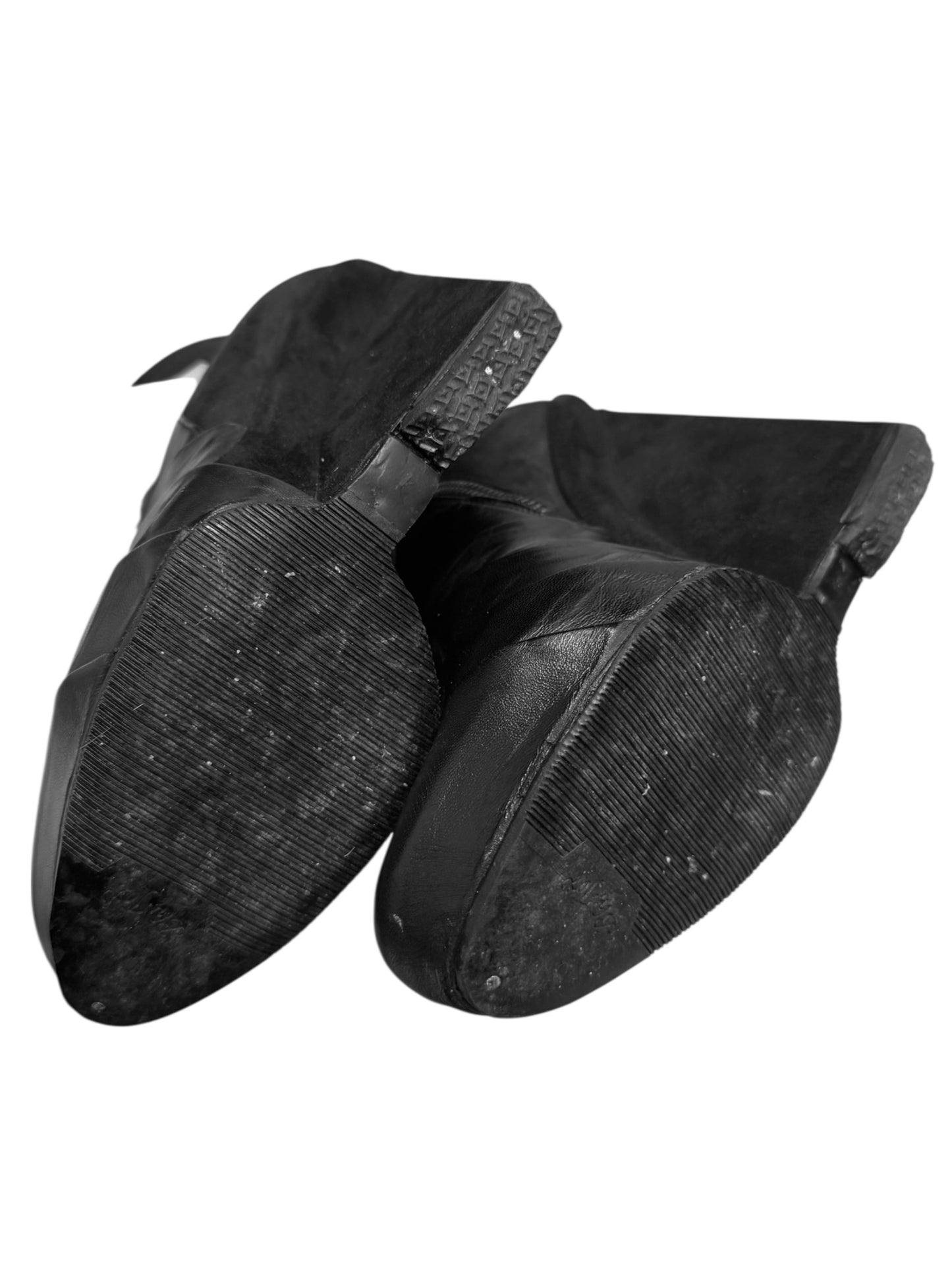 GARETH PUGH FW2010 BLACK PLEATED LEATHER WEDGE ANKLE BOOTS