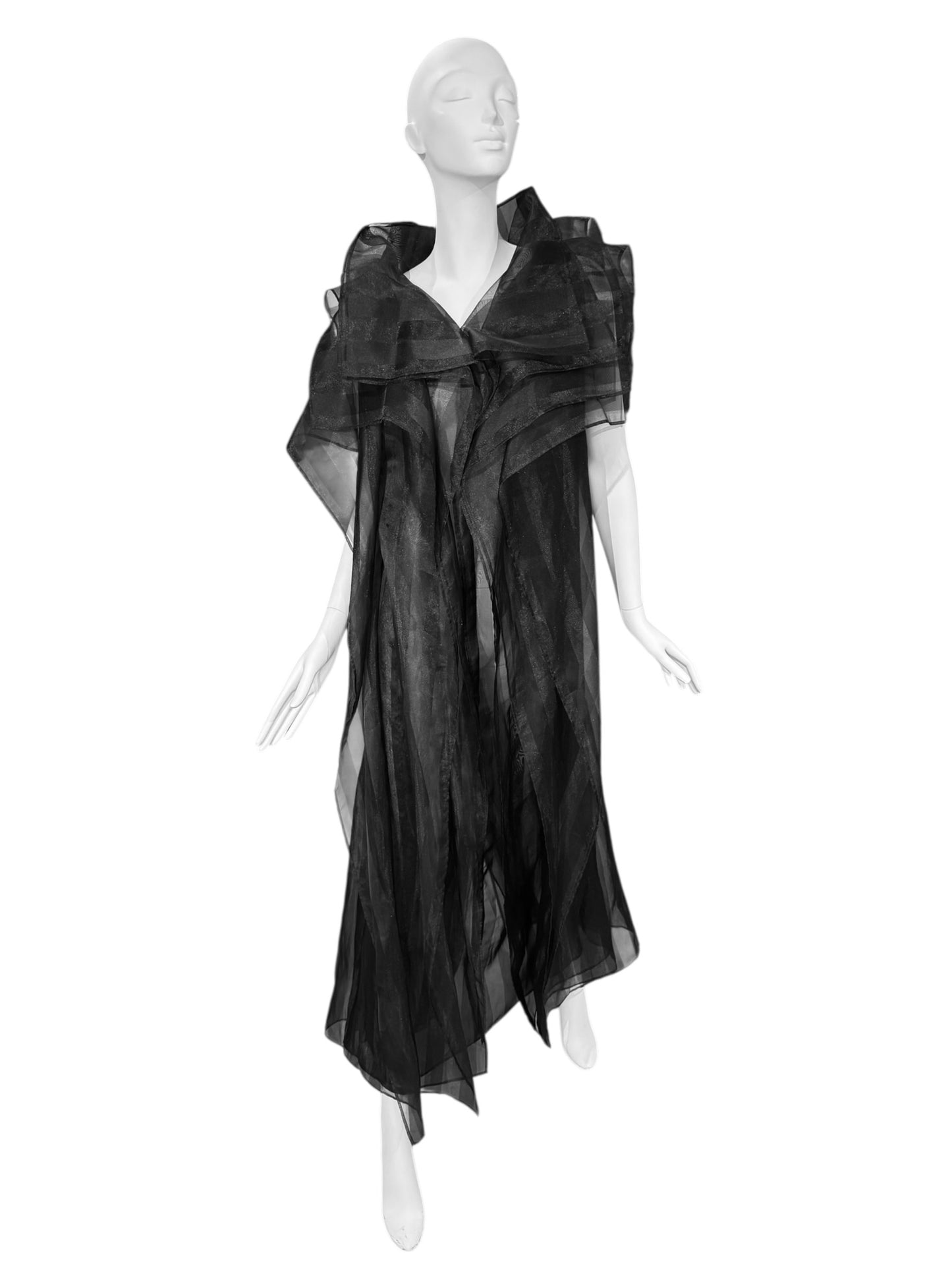 ISSEY MIYAKE FW2009 BY DAI FUJIWARA BLACK PANELS SHEER MAXI DRESS