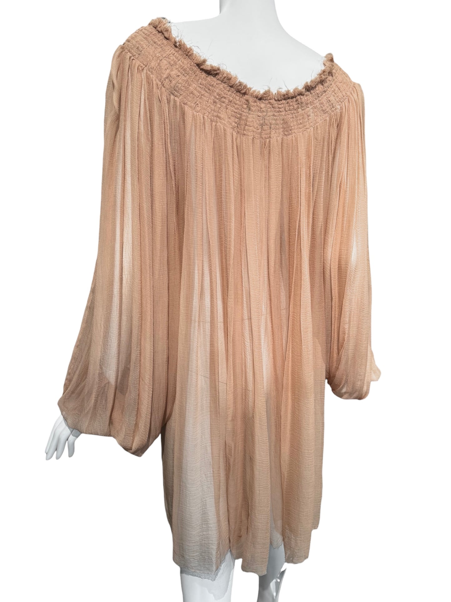 ALEXANDER MCQUEEN SS2003 «IRERE» BLUSH NUDE SILK BLOUSE/DRESS