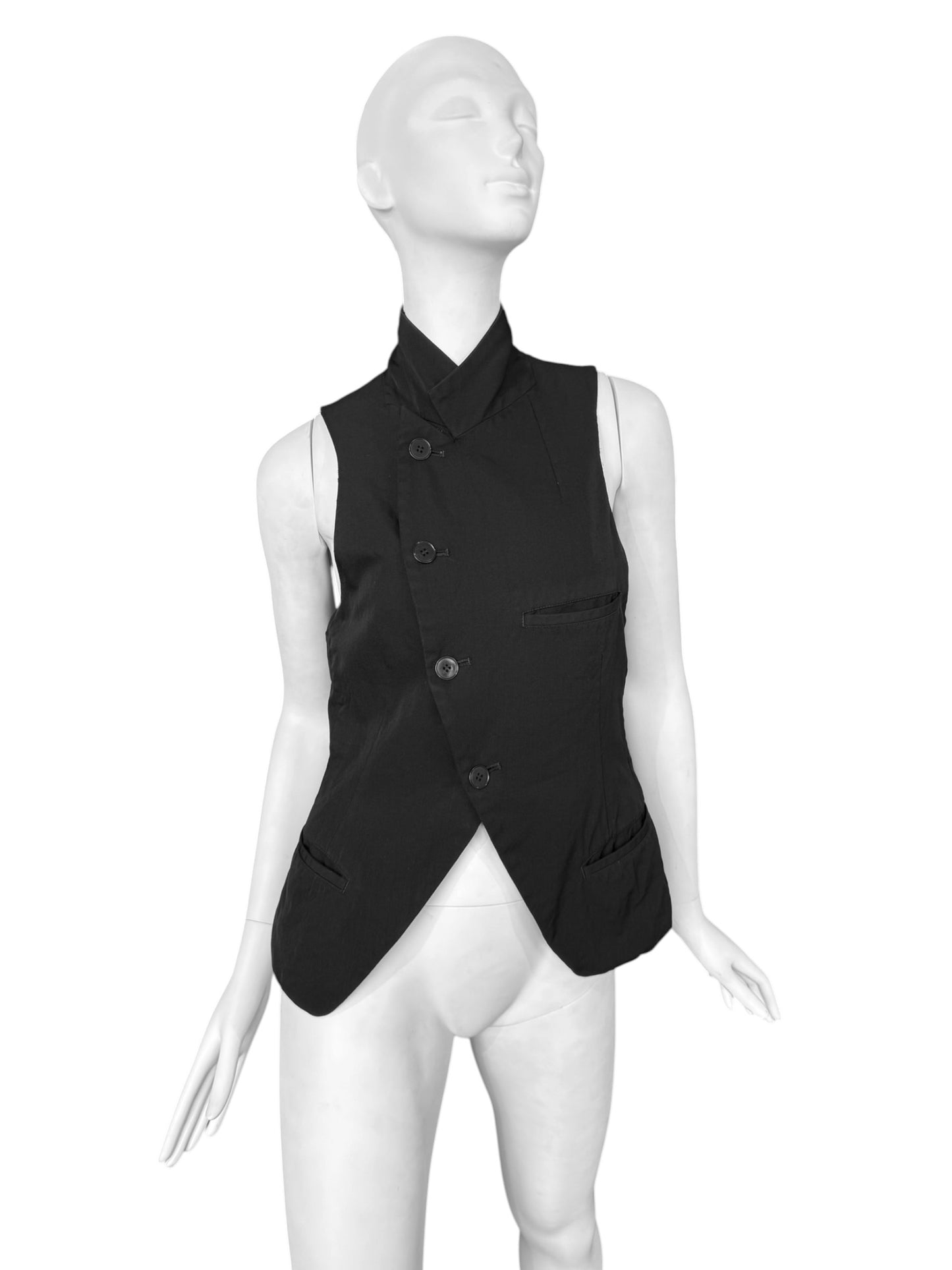 Y’S YOHJI YAMAMOTO 2000s BLACK WOOL ASYMMETRICAL VEST