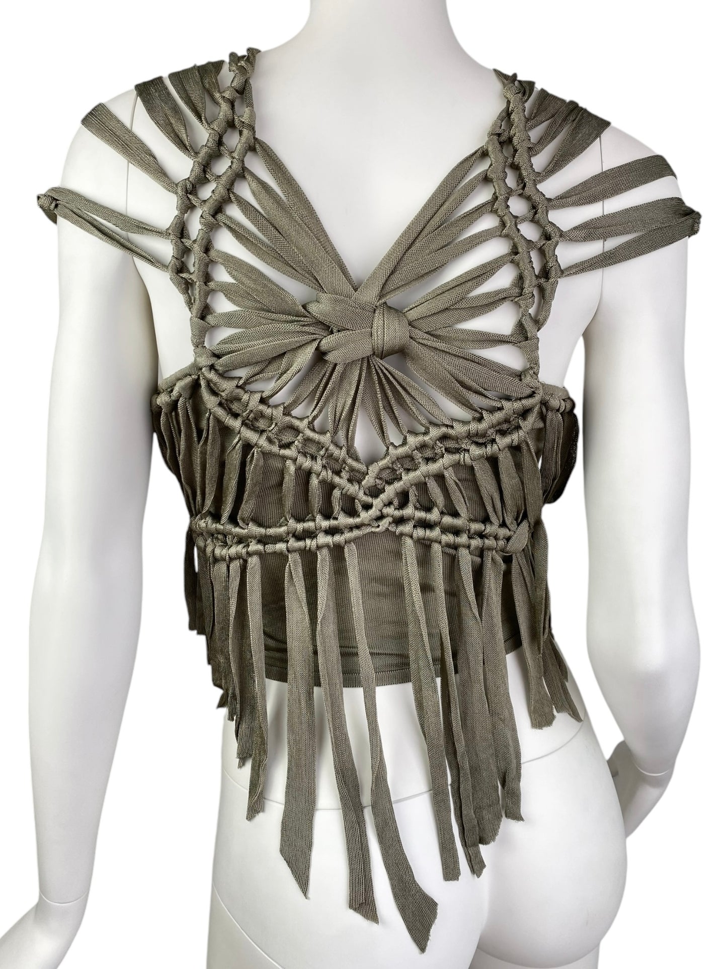 DIOR SS2003 BY GALLIANO KHAKI KNOTTED TOP