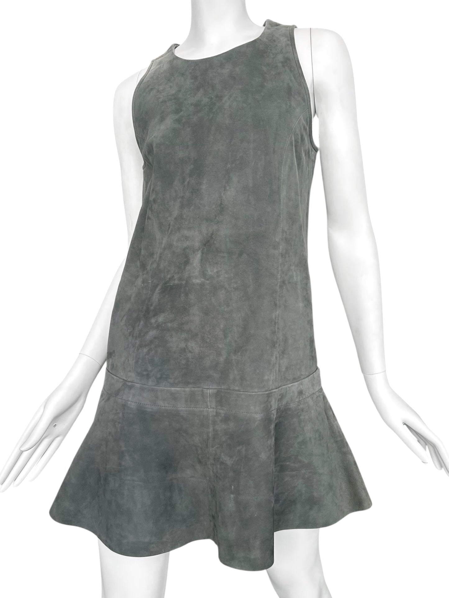 BALENCIAGA SS2013 BY NICOLAS GHESQUIÈRE GREY SUEDE A-LINE MINI DRESS
