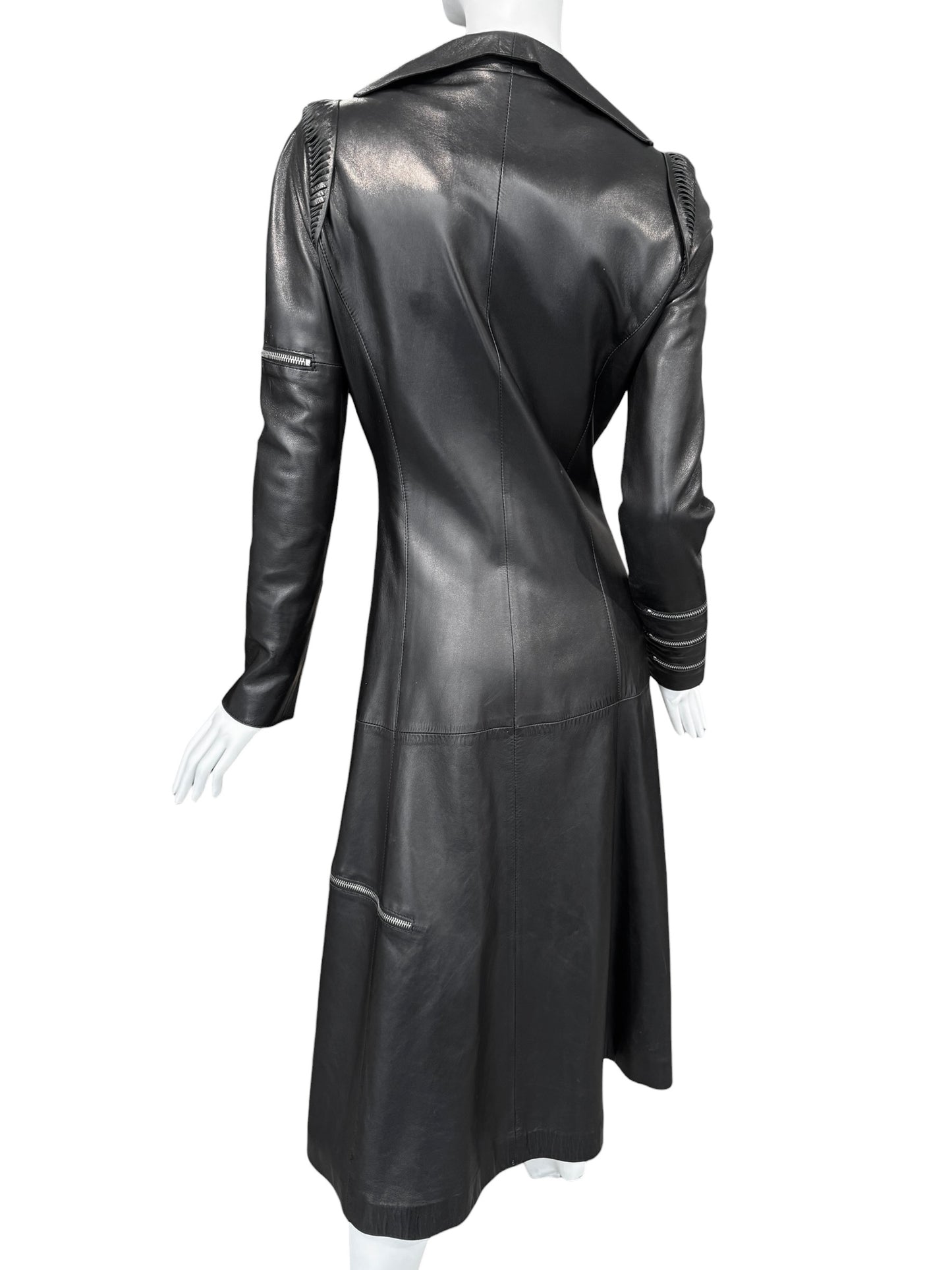 JITROIS 2000s BLACK LEATHER MULTI-ZIP COAT