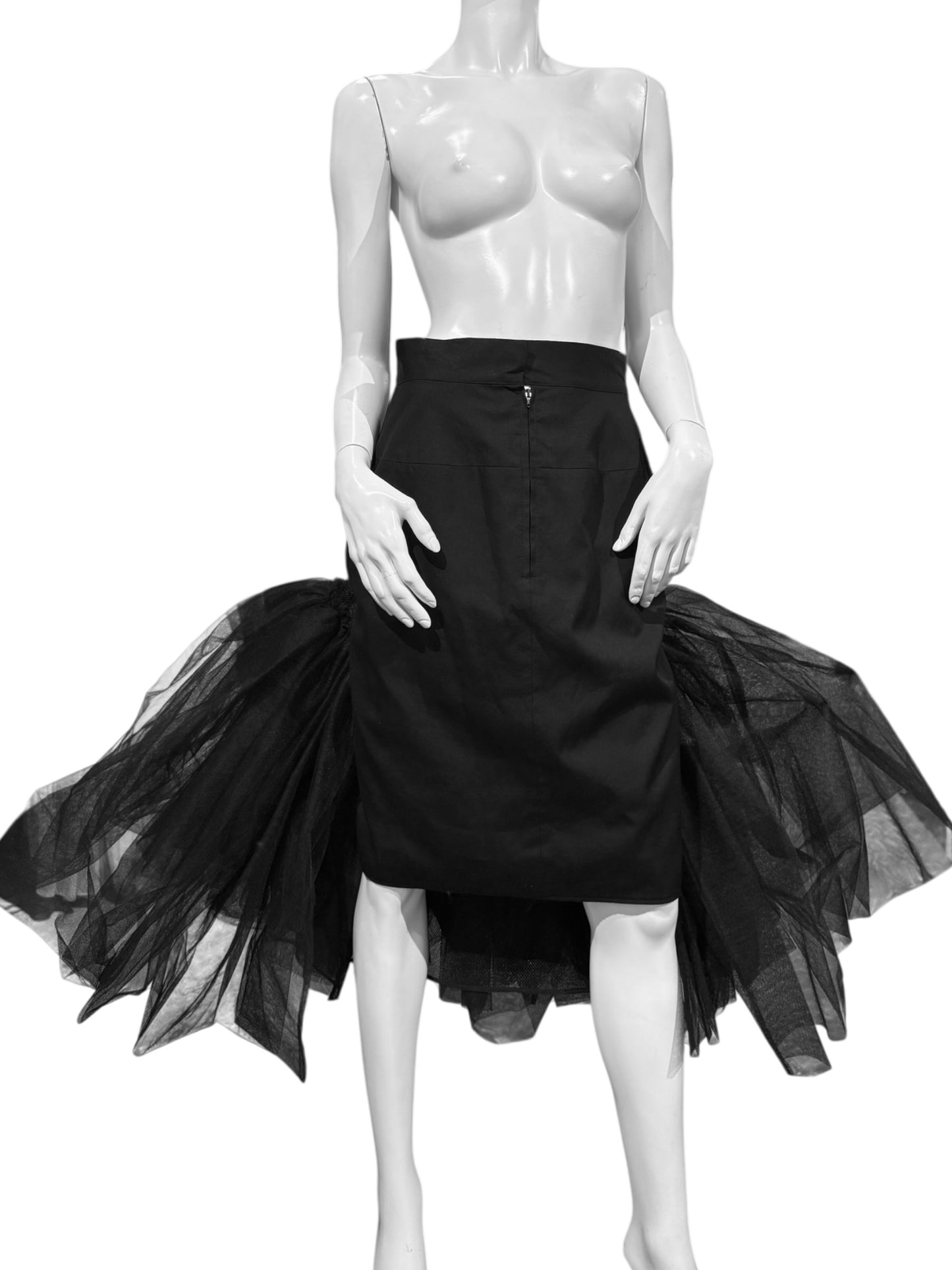 YOHJI YAMAMOTO SS2008 BLACK DRAMATIC TULLE SKIRT
