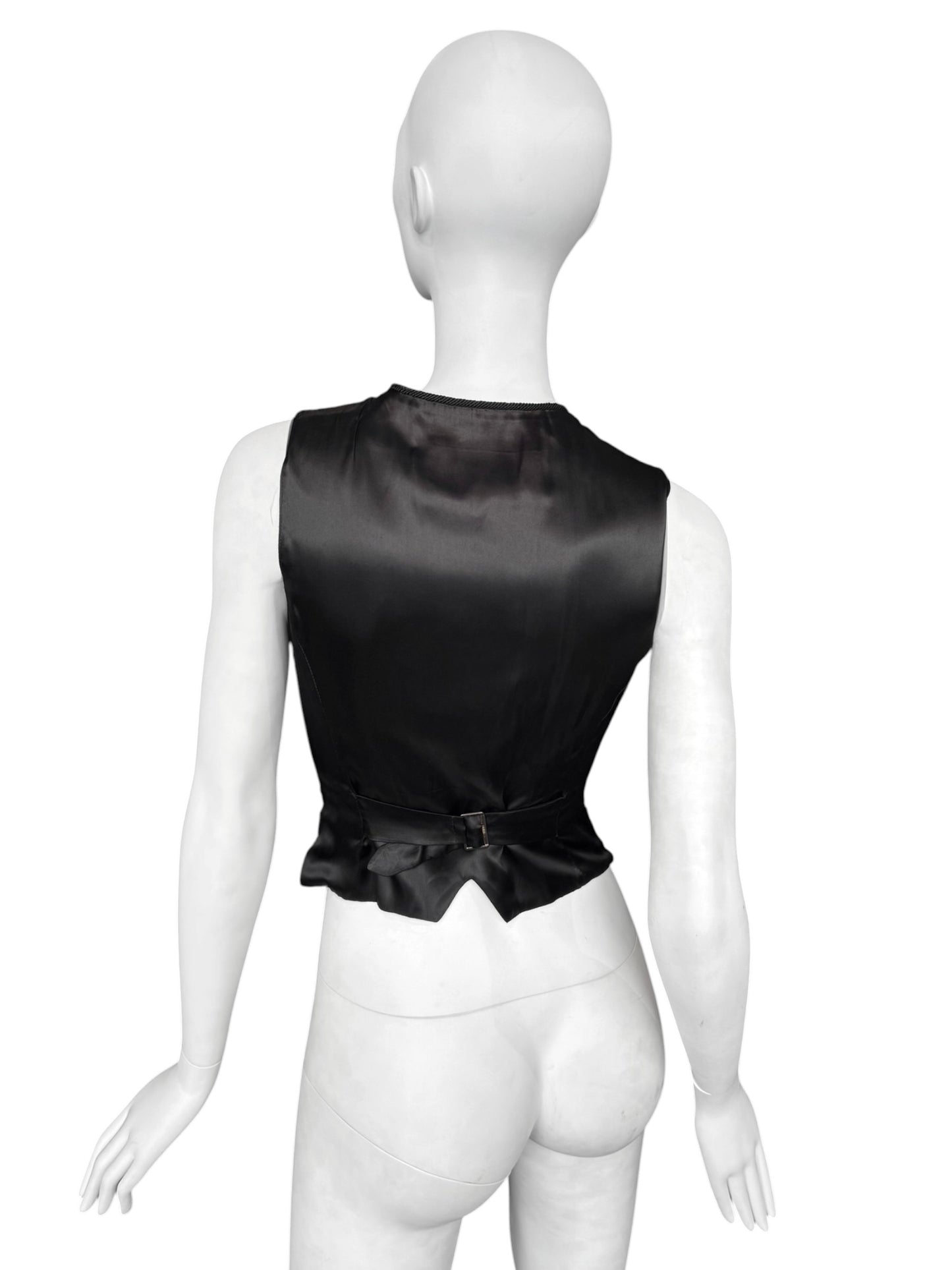 PLEIN SUD FW1993 BLACK LEATHER OFFICER VEST