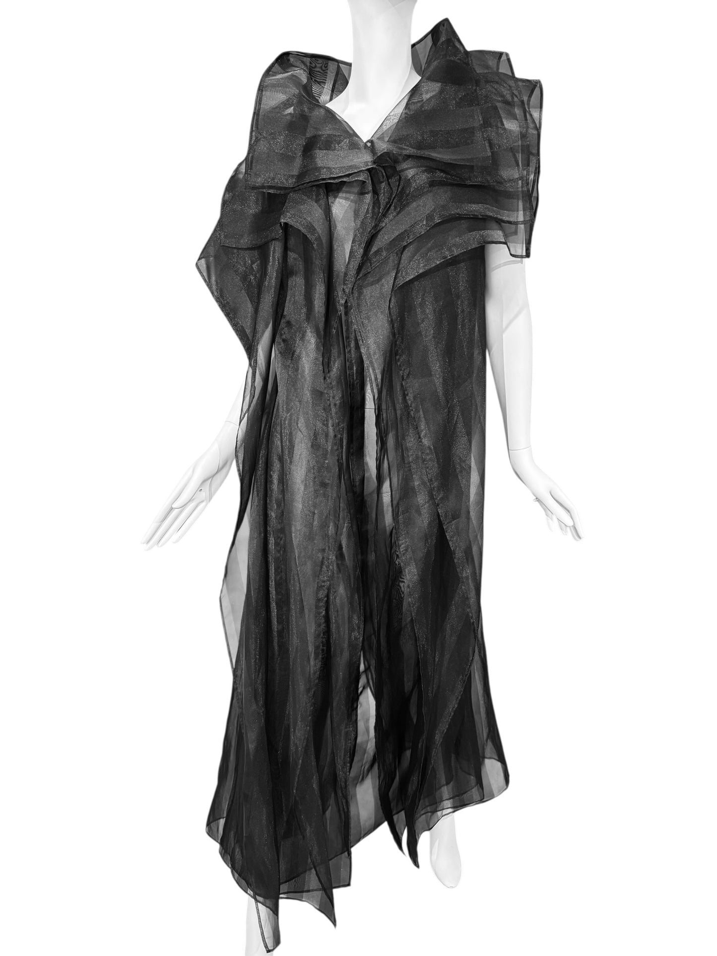 ISSEY MIYAKE FW2009 BY DAI FUJIWARA BLACK PANELS SHEER MAXI DRESS