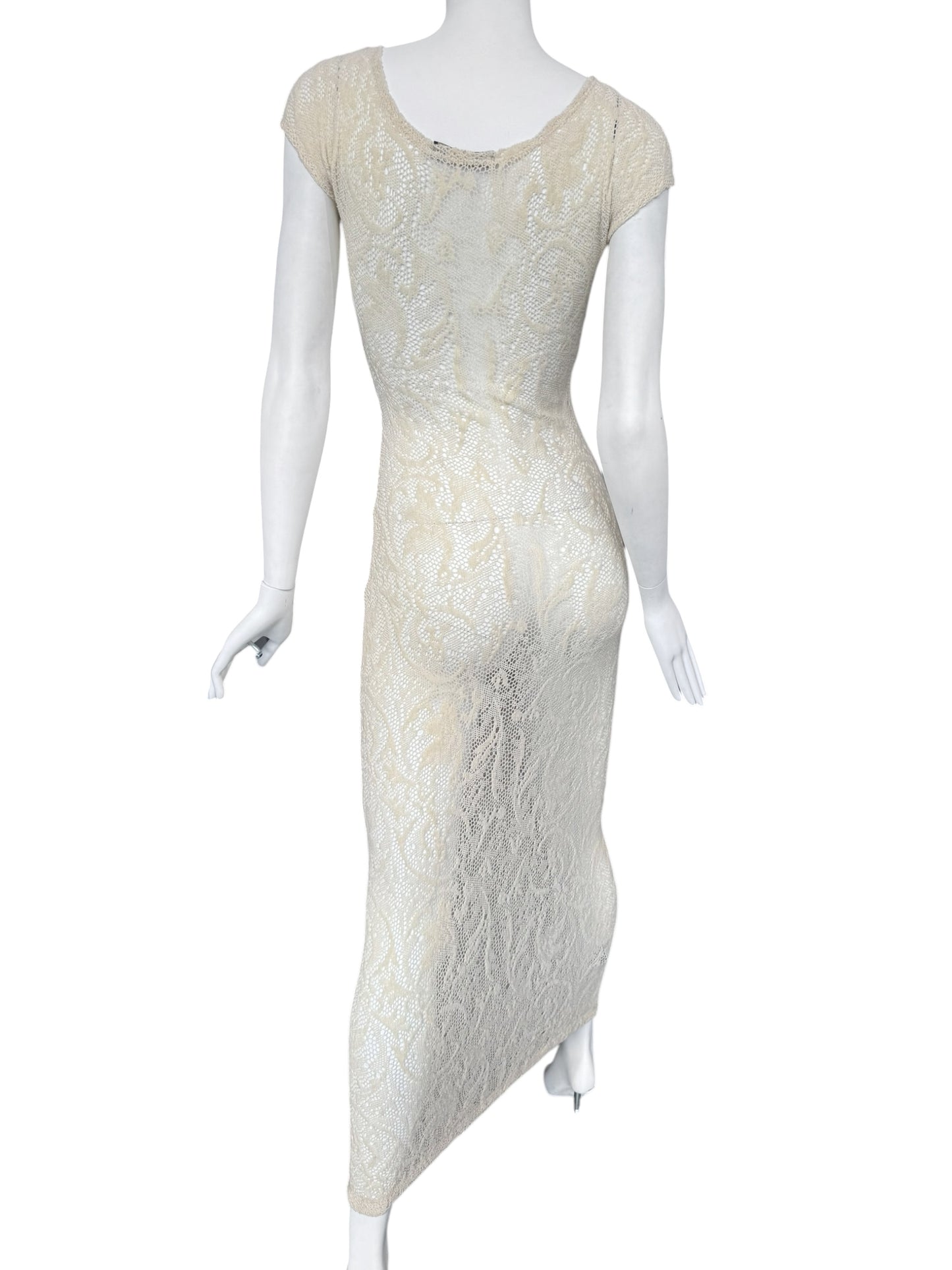 PLEIN SUD SS1993 CREAM WOOL LACE MAXI DRESS