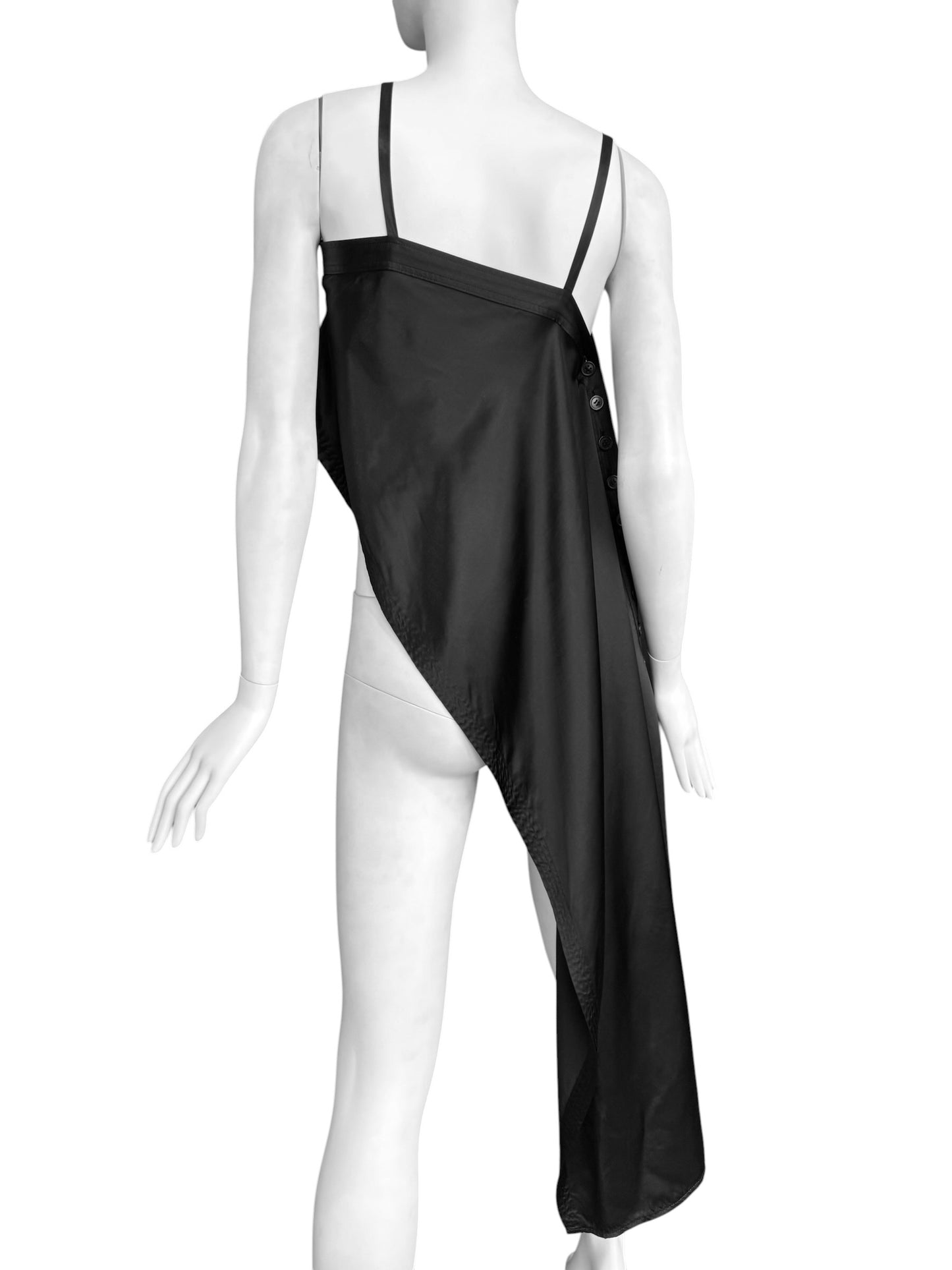 Y’S YOHJI YAMAMOTO 2010s BLACK ASYMMETRICAL BUTTONS LONG TOP