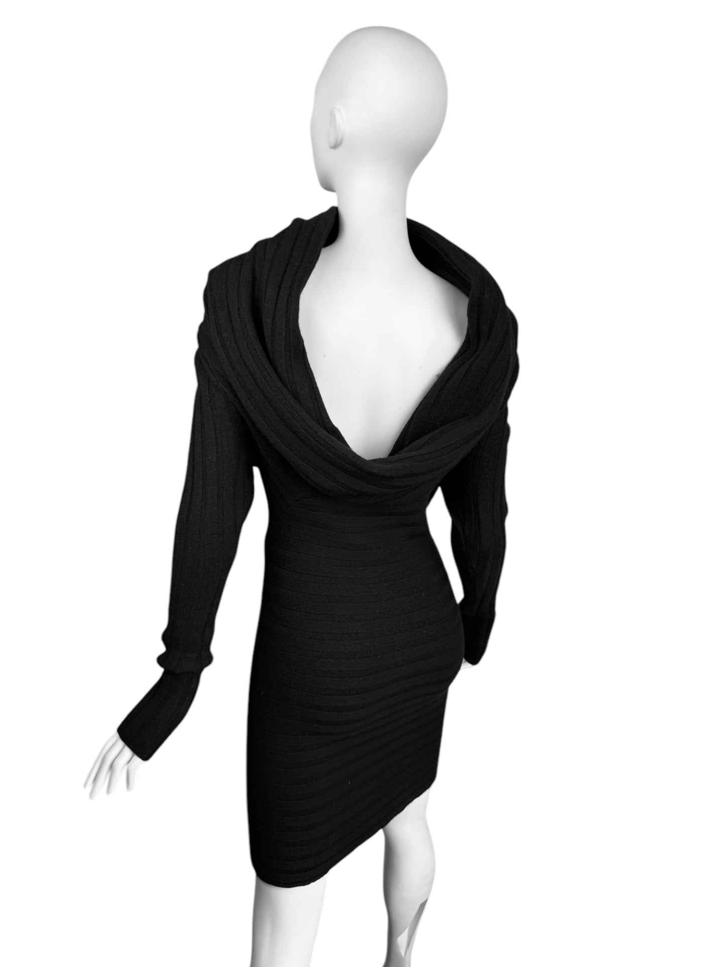 PLEIN SUD JEANIUS 2000s BLACK WOOL MULTI-WAY MINI DRESS