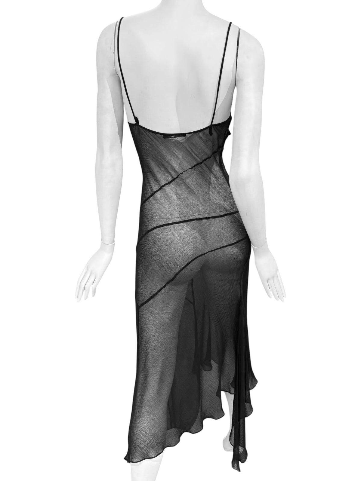 PLEIN SUD SS2002 BLACK SHEER MAXI DRESS