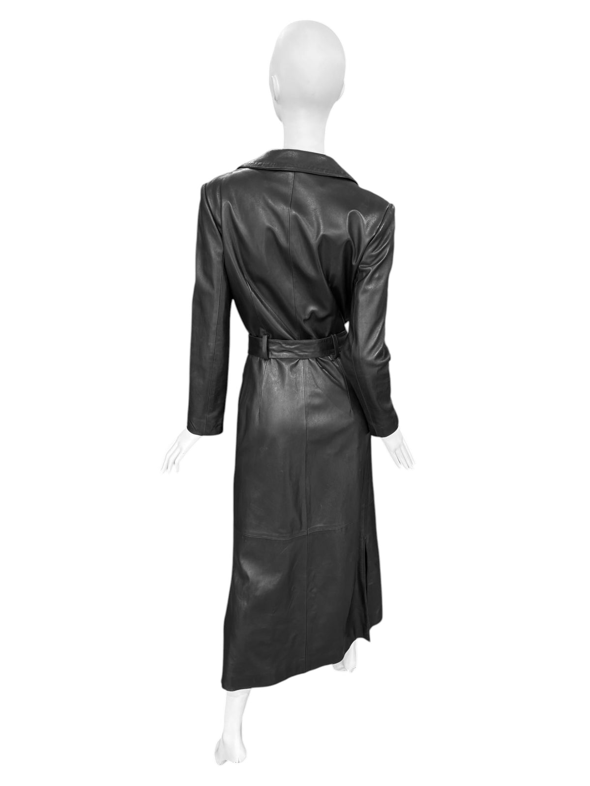 JITROIS 2000s BLACK LEATHER MAXI COAT