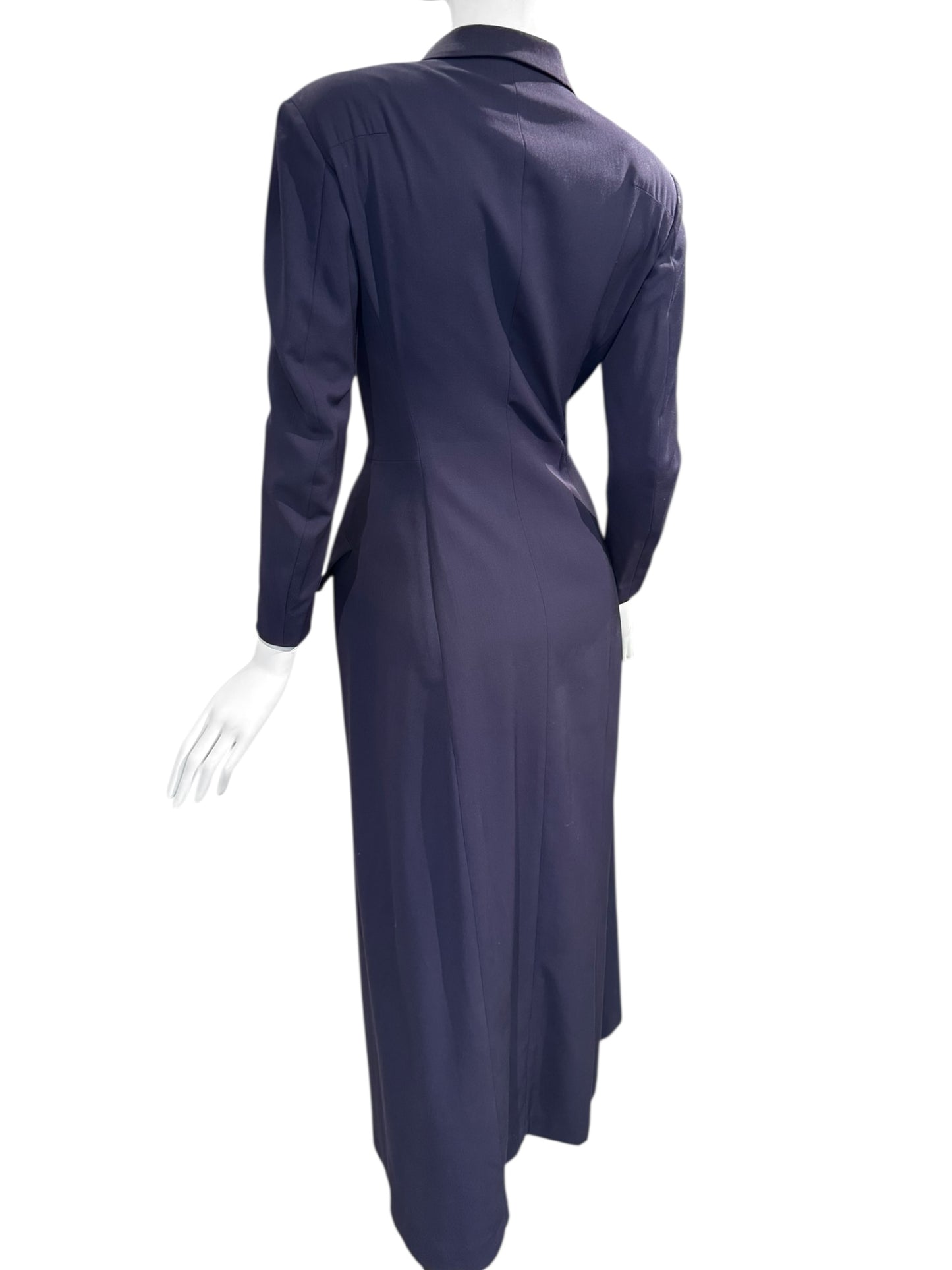 YOHJI YAMAMOTO SS1997 PURPLE WOOL DOUBLE BREASTED MAXI COAT