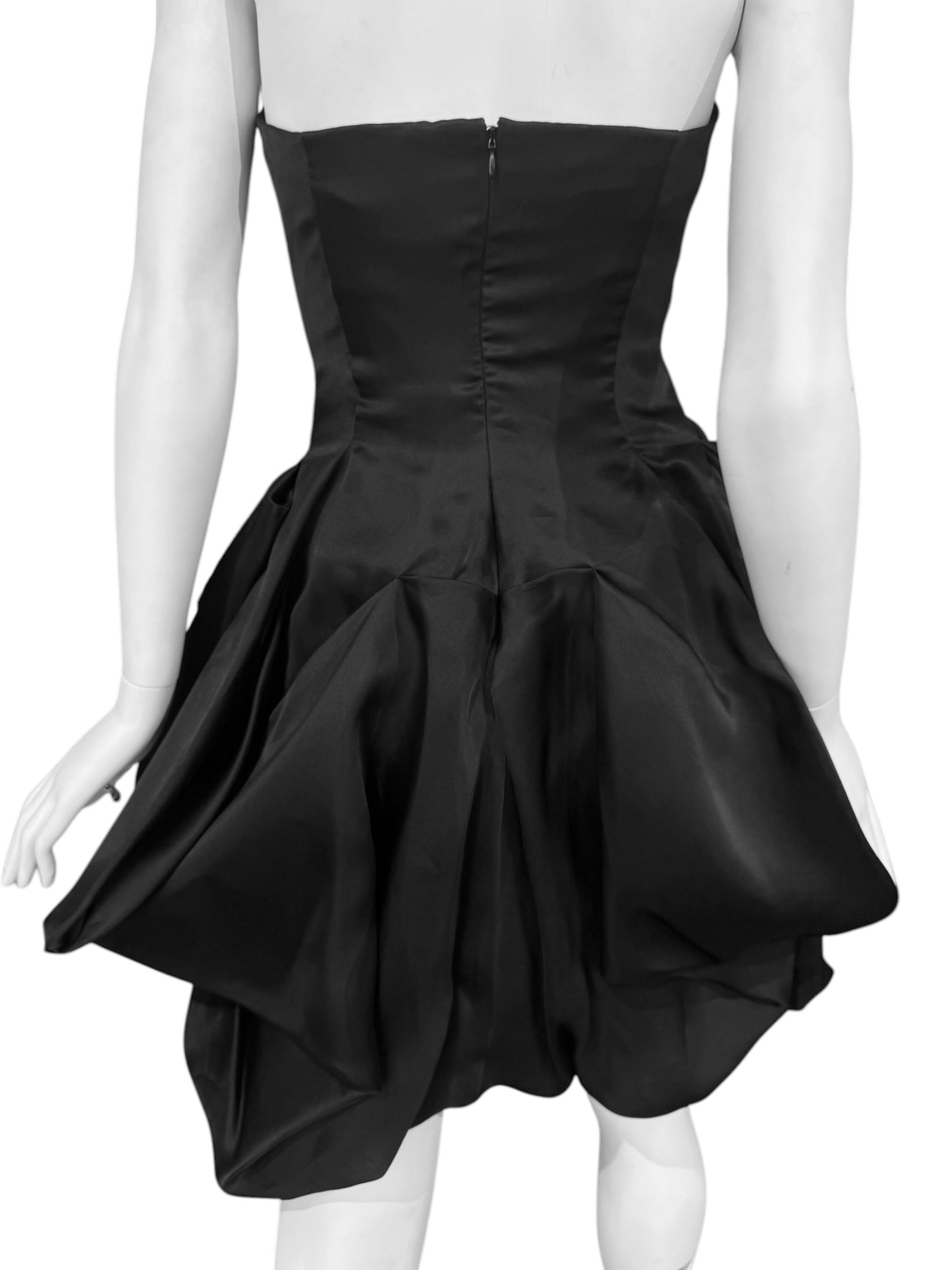 ALEXANDER MCQUEEN SS2009 «NATURAL DIS-TINCTION UN-NATURAL SELECTION» BLACK SILK BUSTIER MINI DRESS