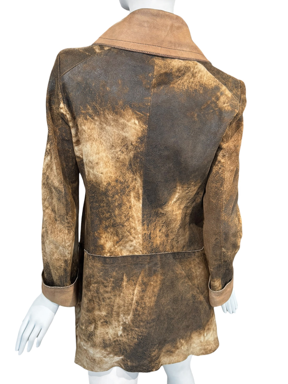 PLEIN SUD JEANIUS FW2011 BROWN LEATHER & FUR 2P. COAT