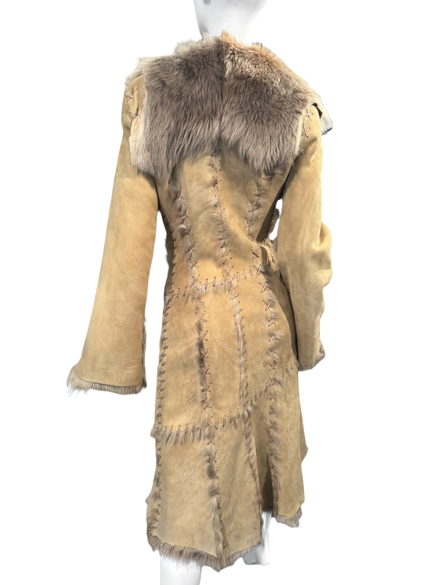 ALEXANDER MCQUEEN FW1999 «THE OVERLOOK» BROWN LACE-UP SHEARLING COAT