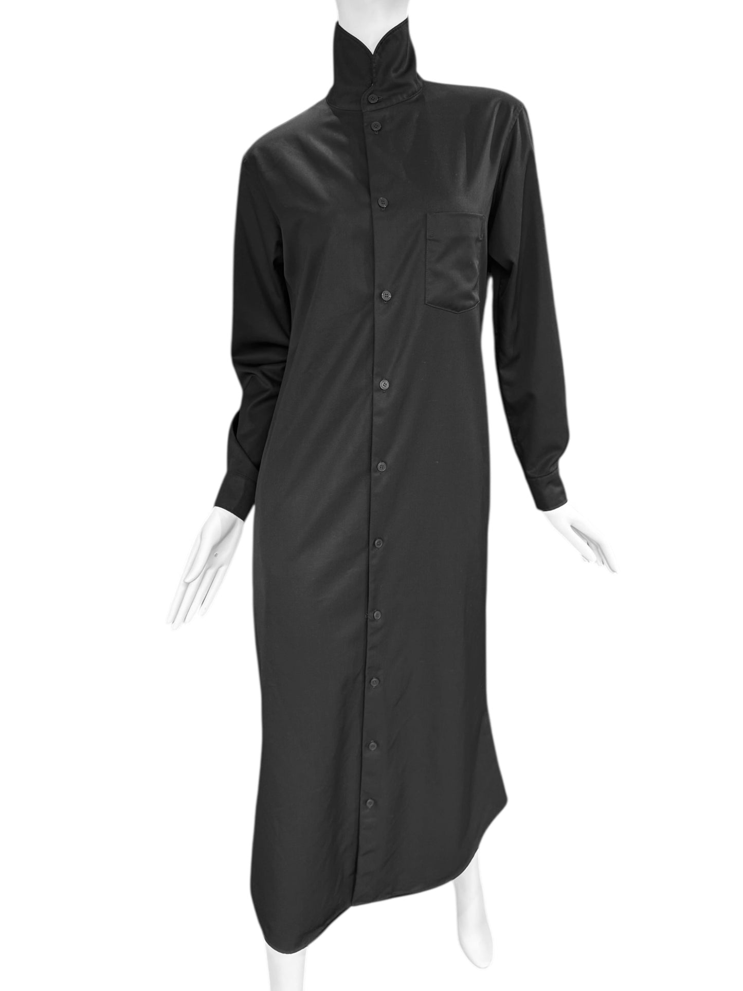 Y’S YOHJI YAMAMOTO 2010s BLACK HIGH COLLAR MAXI DRESS/COAT