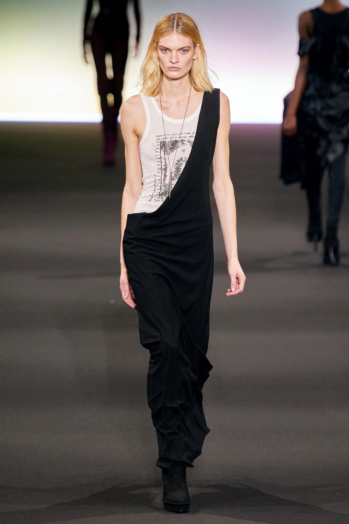 ANN DEMEULEMEESTER FW2020 BY SÉBASTIEN MEUNIER BLACK ASYMMETRICAL BACKLESS MAXI DRESS
