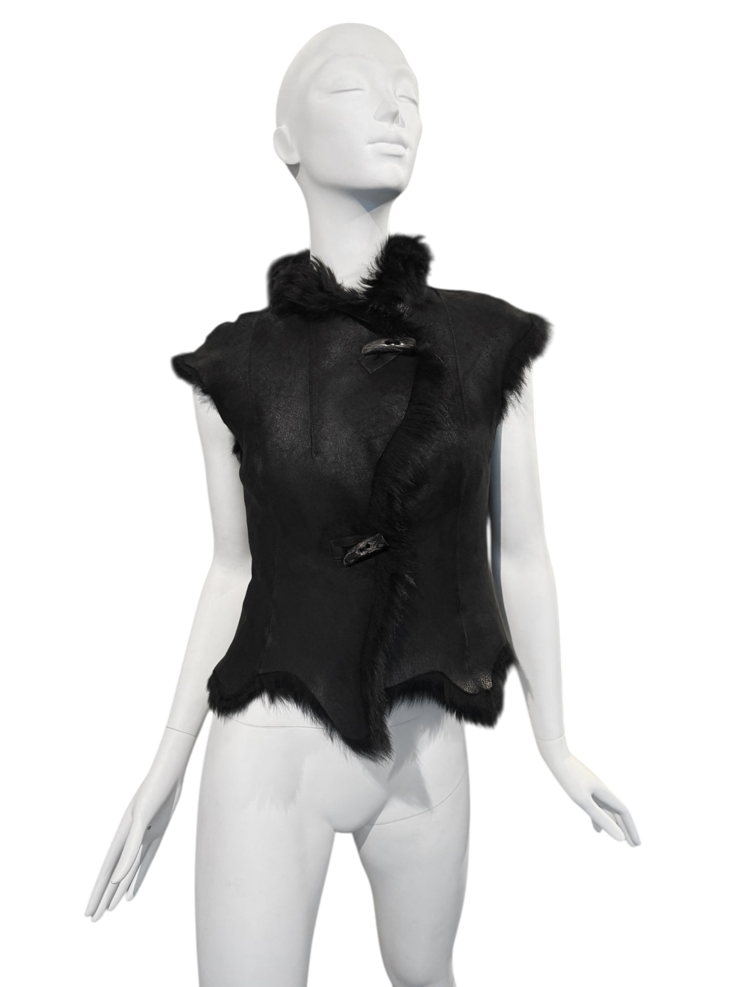 PLEIN SUD JEANS FW2002 BLACK FUR VEST