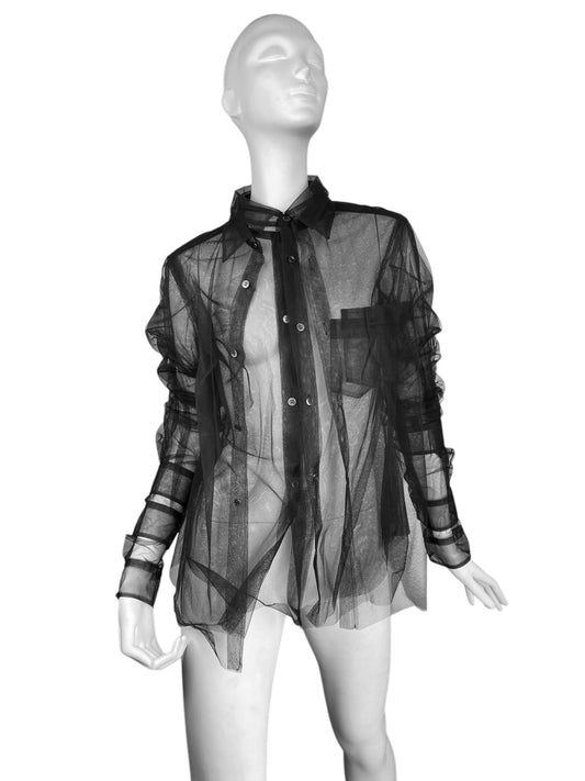 COMME DES GARÇONS 1990s BLACK TULLE TRIPLE LAYERED SHIRT