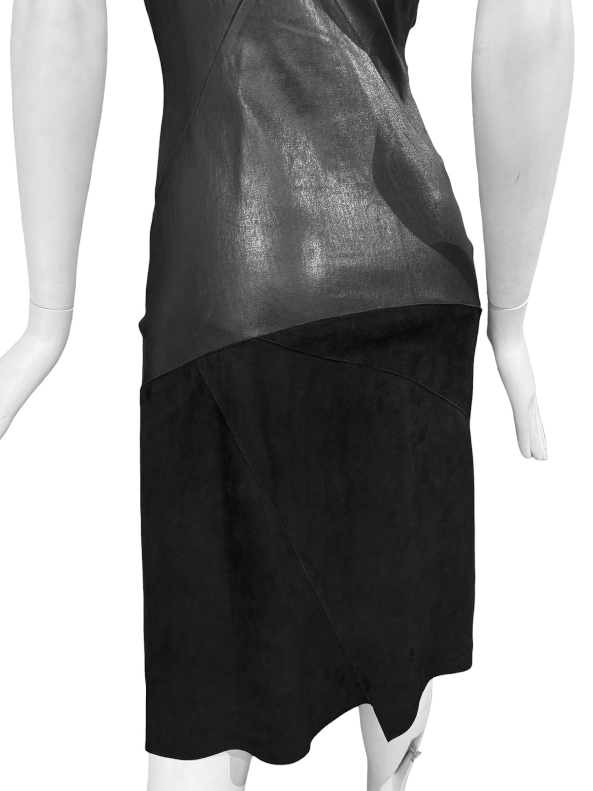 JITROIS 2000s BLACK LEATHER LACE-UP MIDI DRESS