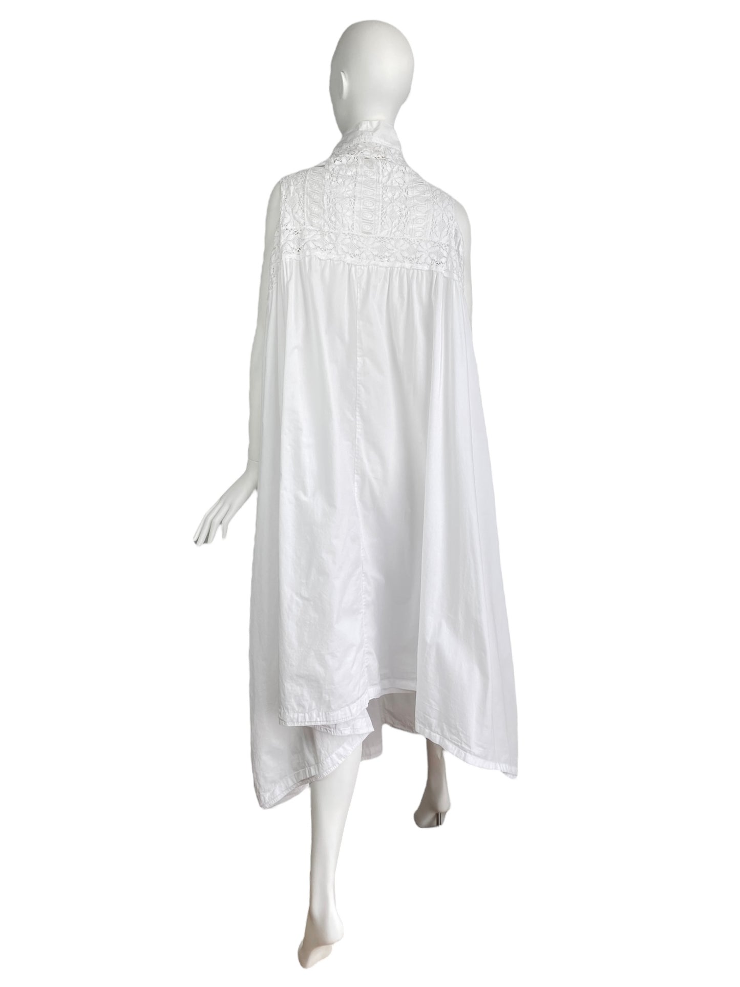 MARC LE BIHAN 2000s WHITE LACE MAXI COAT/DRESS