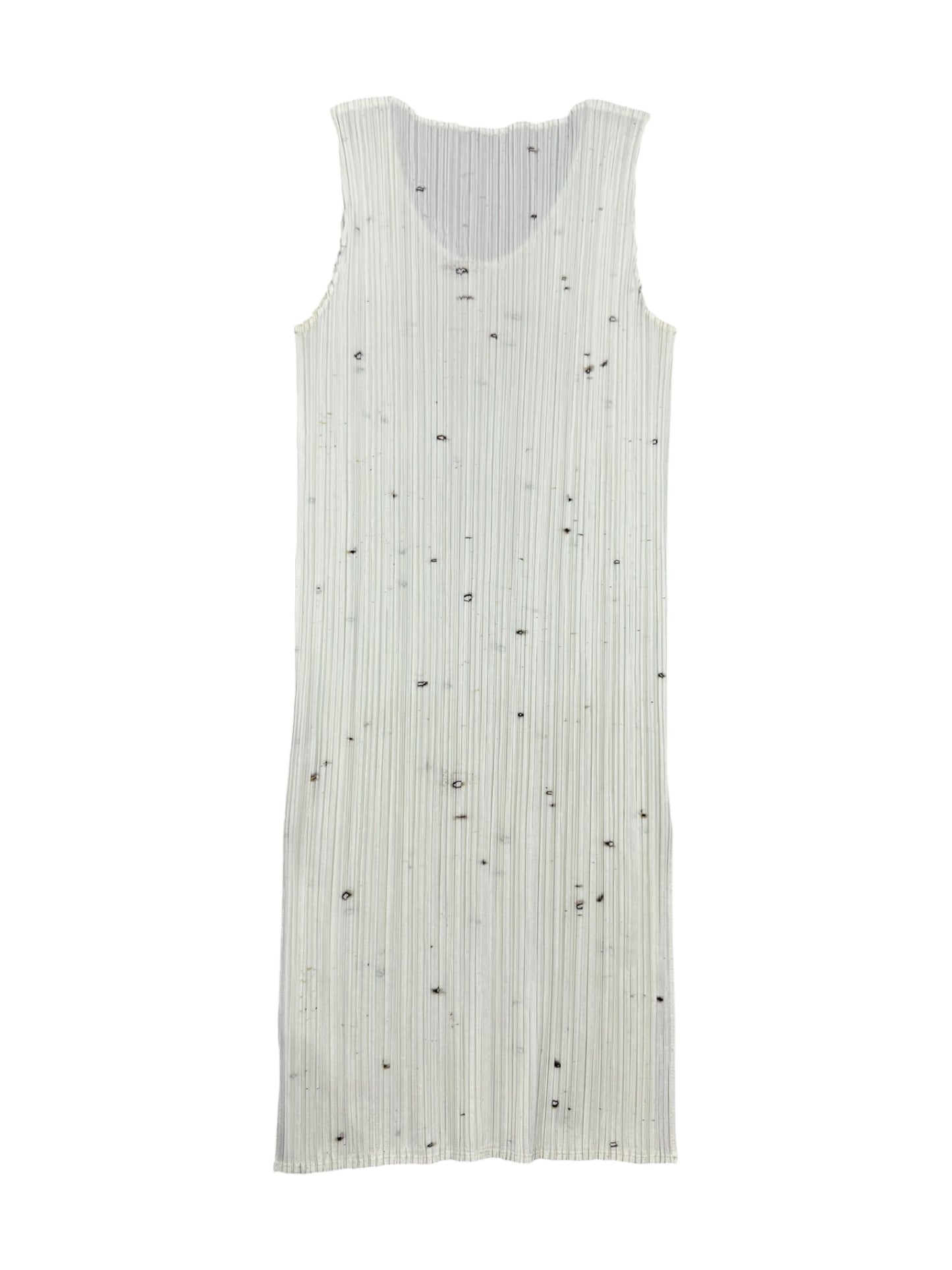 PLEATS PLEASE ISSEY MIYAKE 1998 X CAI GUO-QIANG GUNPOWDER PRINT PLEATED 3P. SET (TOP, PANTS & TUNIC)