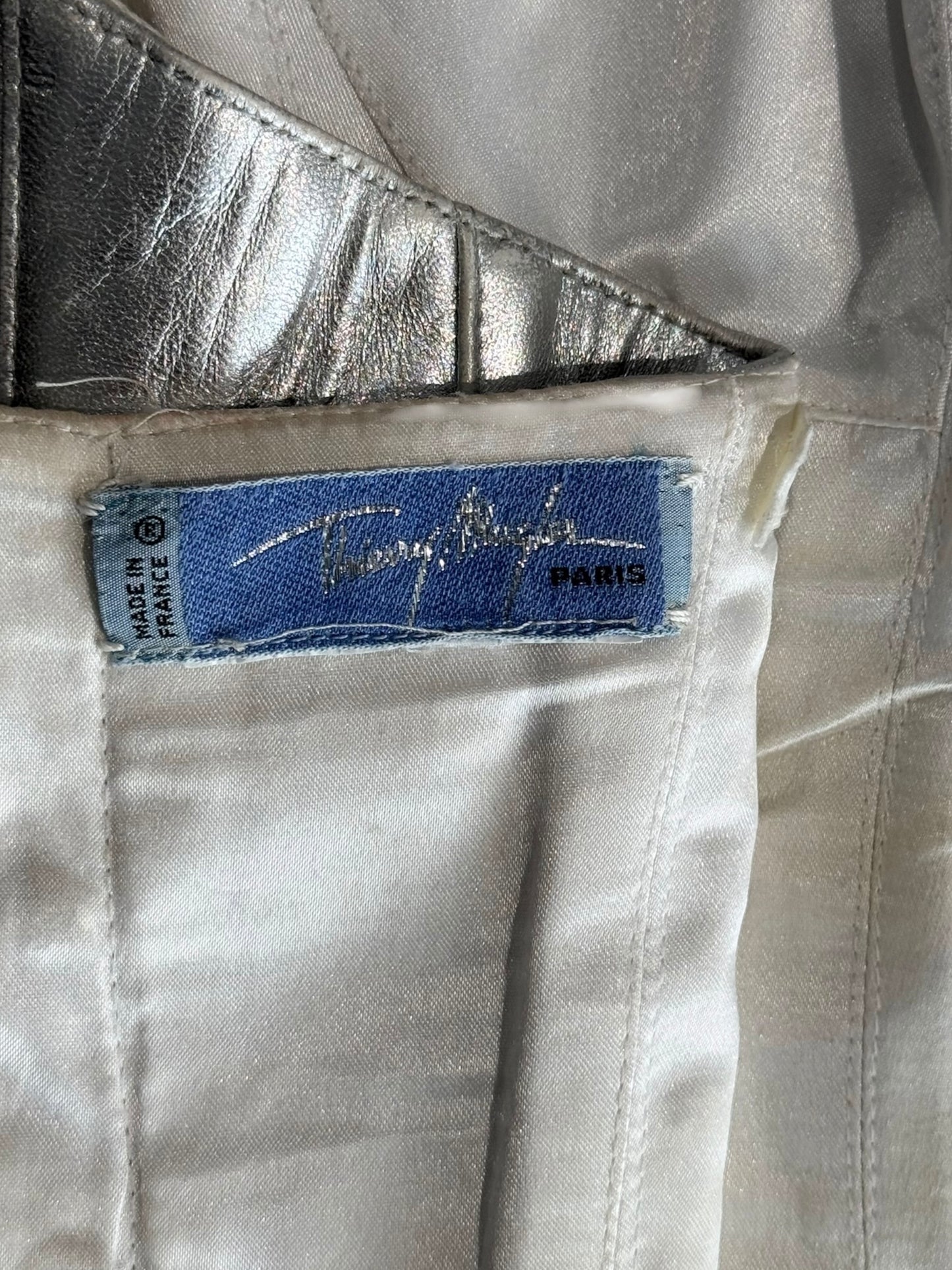THIERRY MUGLER 1990s SILVER LEATHER CORSET