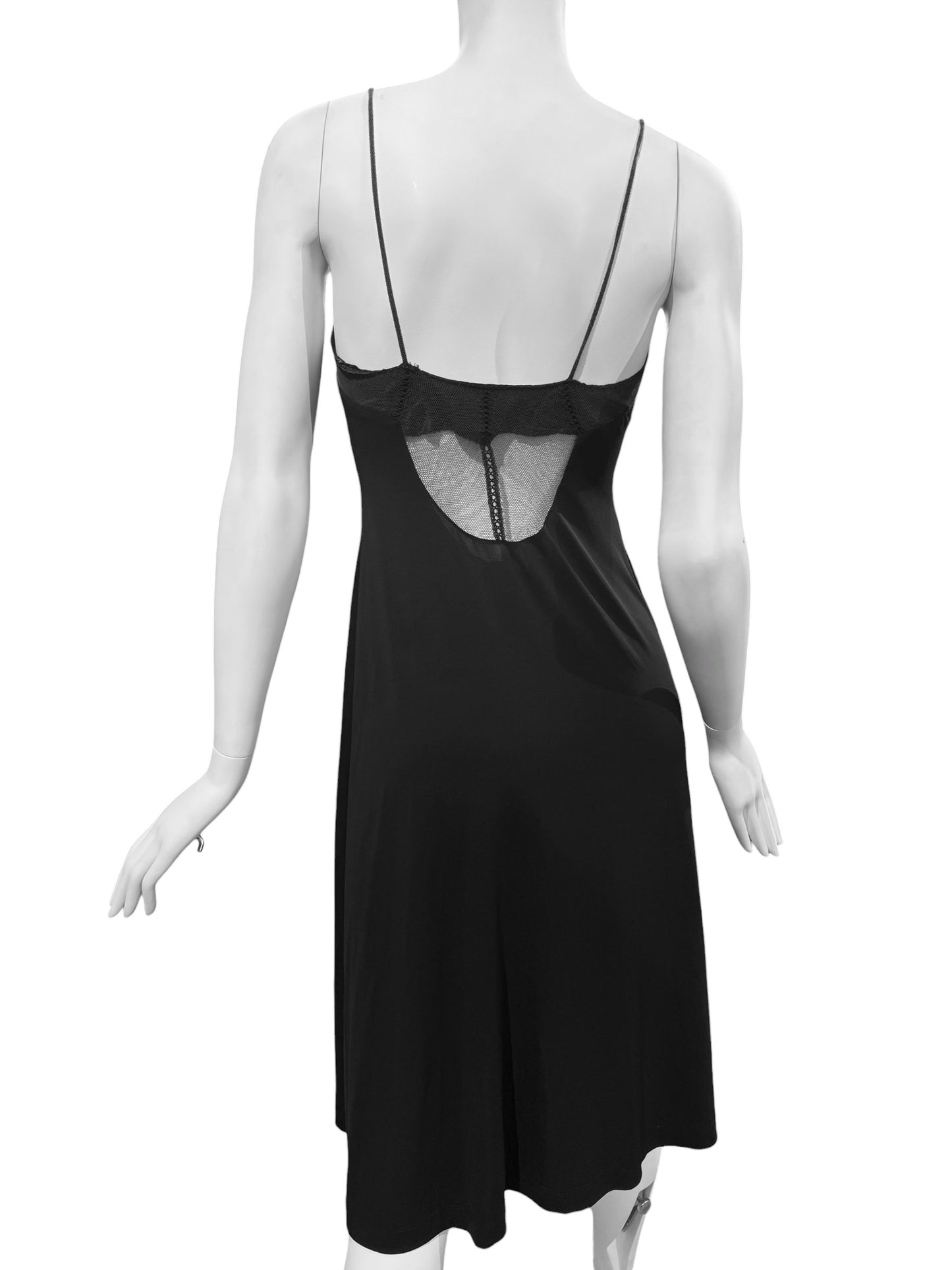 PLEIN SUD 2000s BLACK TULLE NECKLINE MIDI DRESS