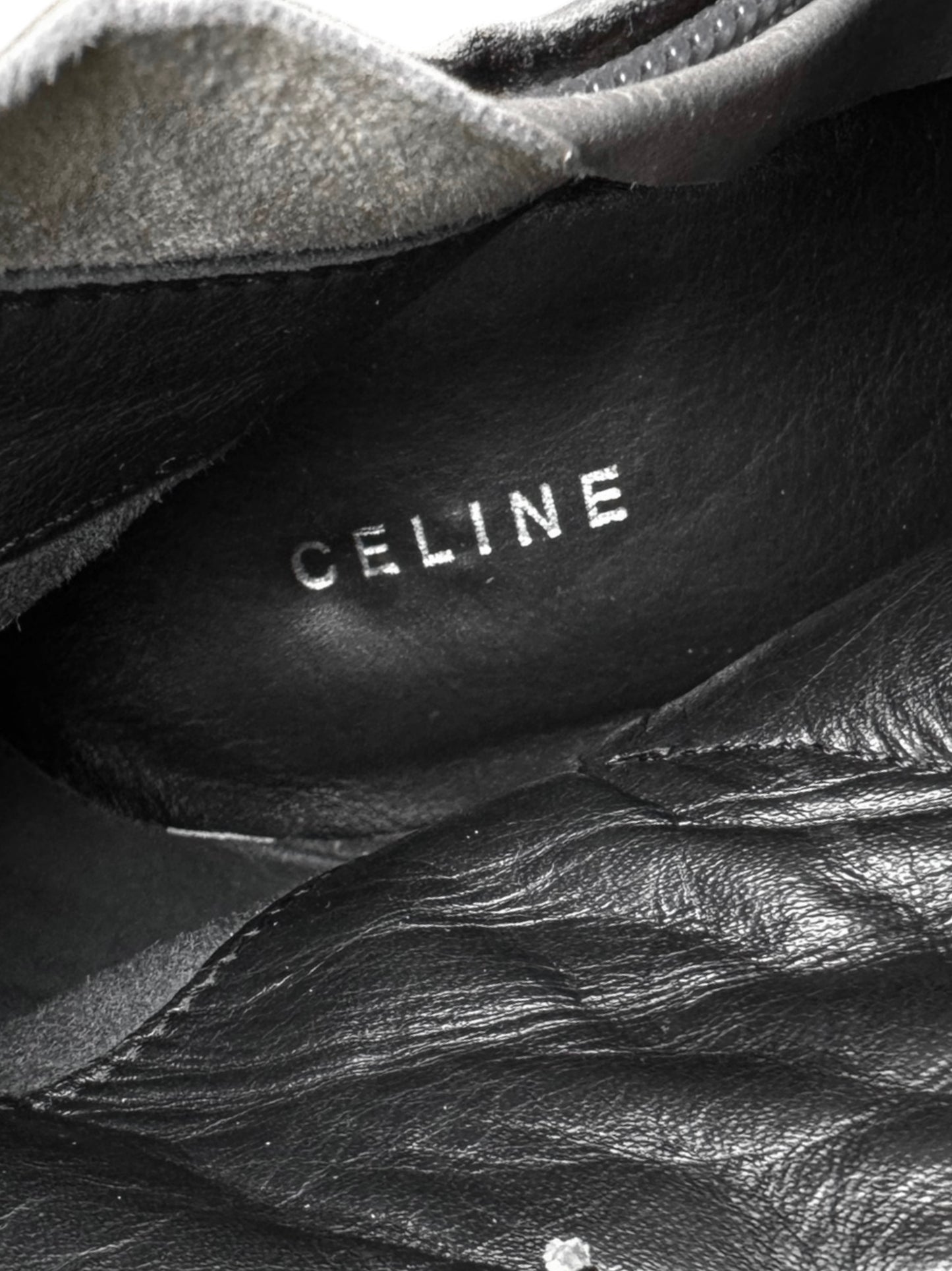 CELINE FW2008 BY IVANA OMAZIC GREY LEATHER MOTO KNEE-HIGH BOOTS