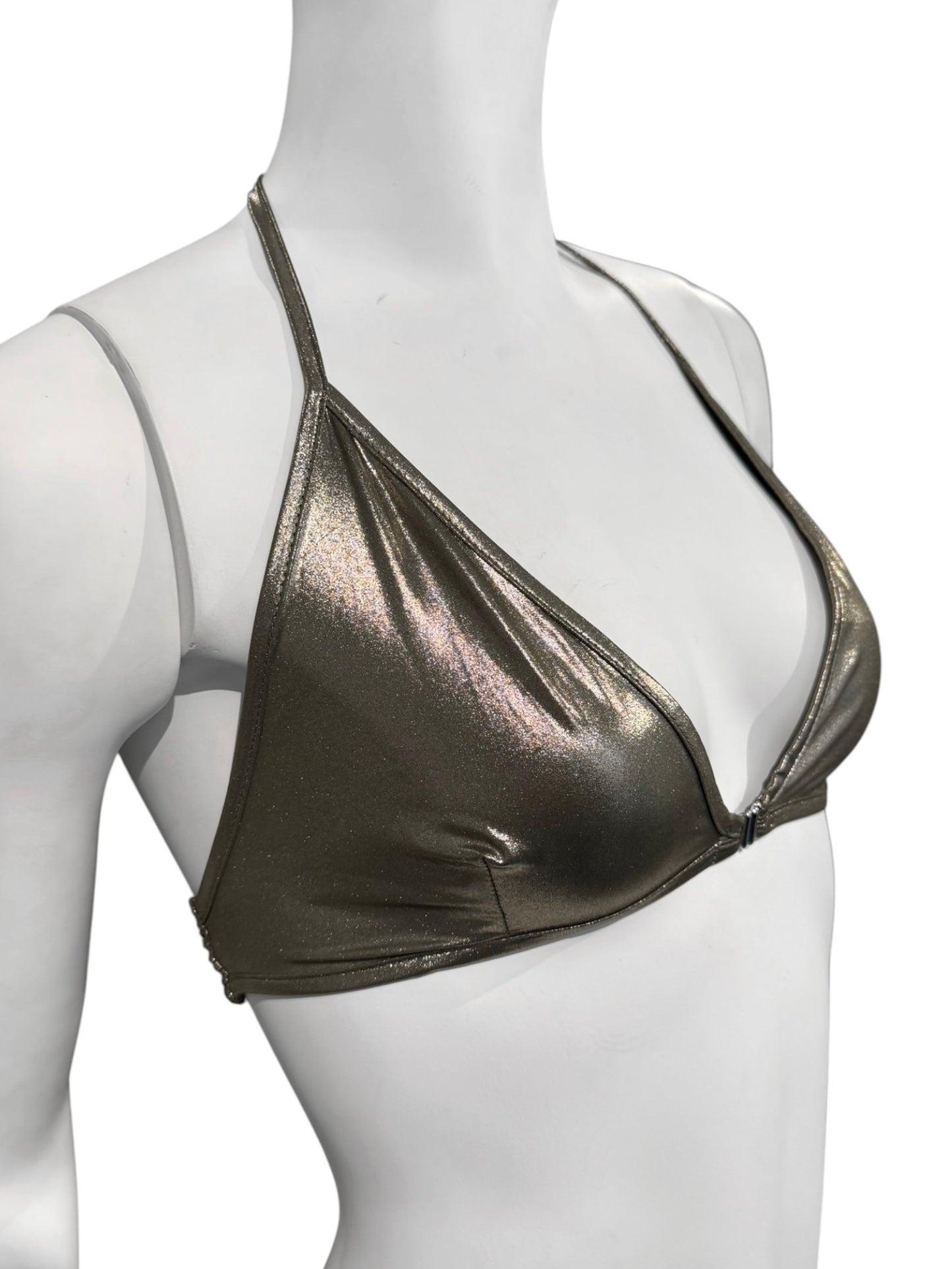 RICK OWENS SS2020 «TECUATL» METALLIC GREEN HALTER BRA TOP