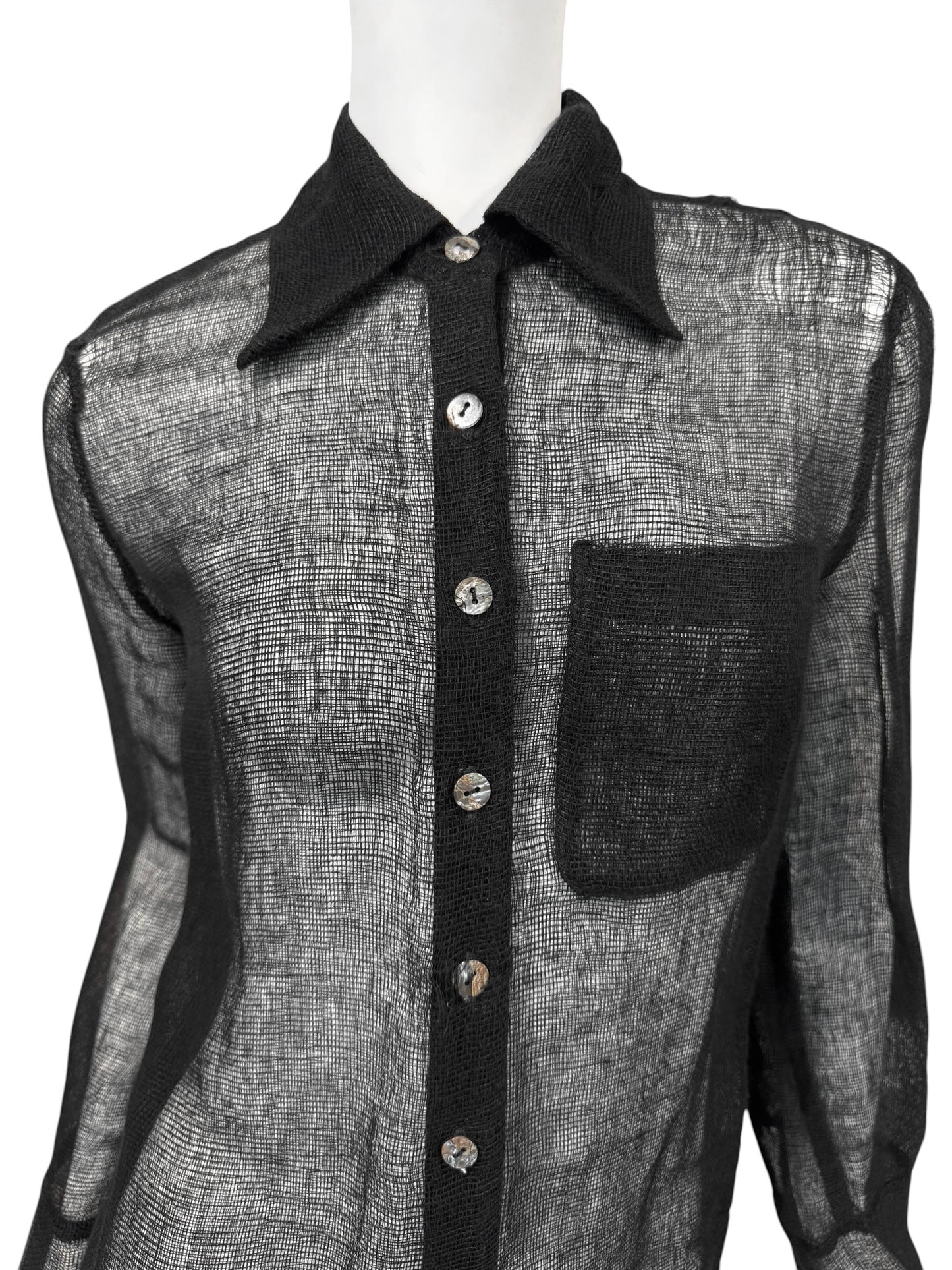 FAYÇAL AMOR SS1993 BLACK RAW JUTE SHIRT