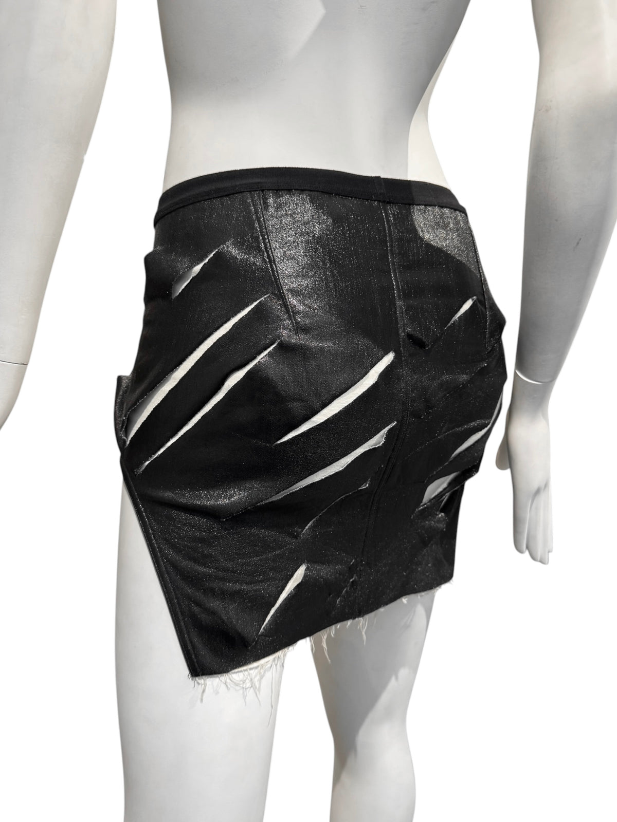 RICK OWENS FW2021 ‘GETHSEMANE’ BLACK RIPPED MINI SKIRT