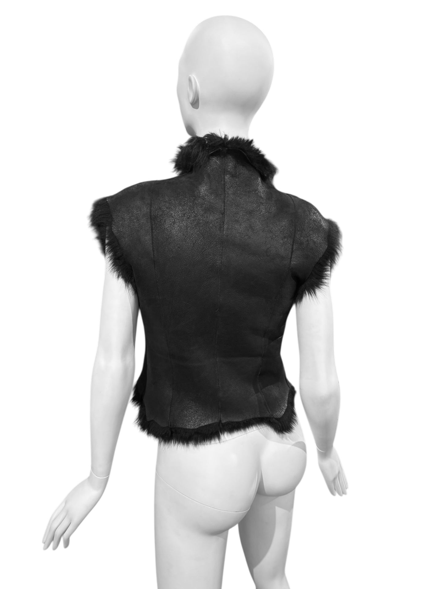 PLEIN SUD JEANS FW2002 BLACK FUR VEST
