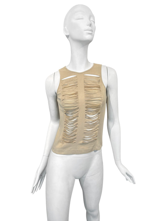 PLEIN SUD JEANS 2000s BEIGE CUT OUT TANK TOP