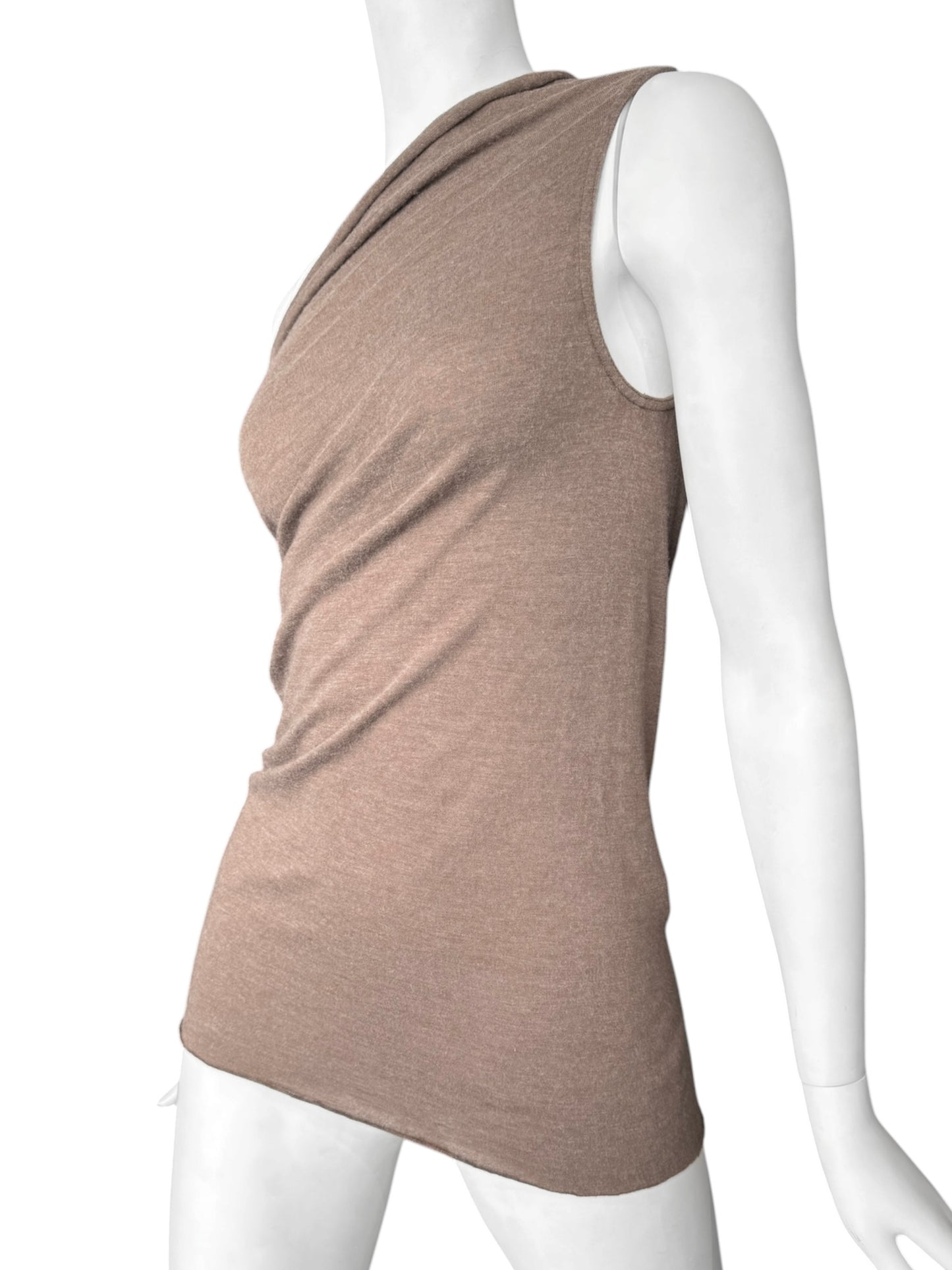 RICK OWENS FW2024 ‘PORTERVILLE’ BROWN ASYMMETRICAL TANK TOP