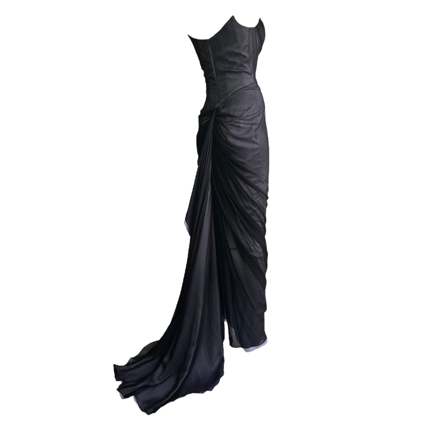 RICHARD TYLER COUTURE 2000s GREY SILK GOWN