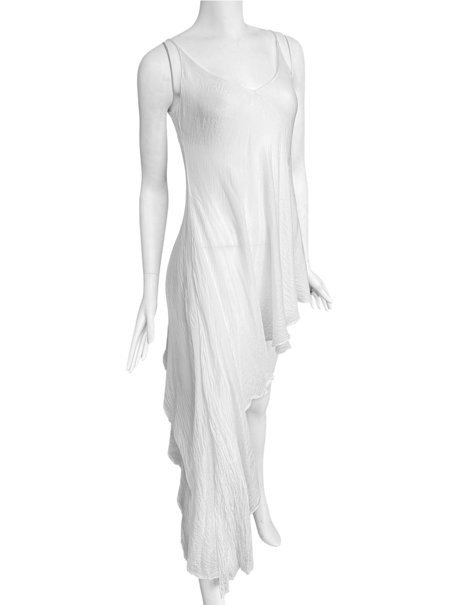 MARC LE BIHAN 2020s WHITE SILK ASYMMETRICAL TOP