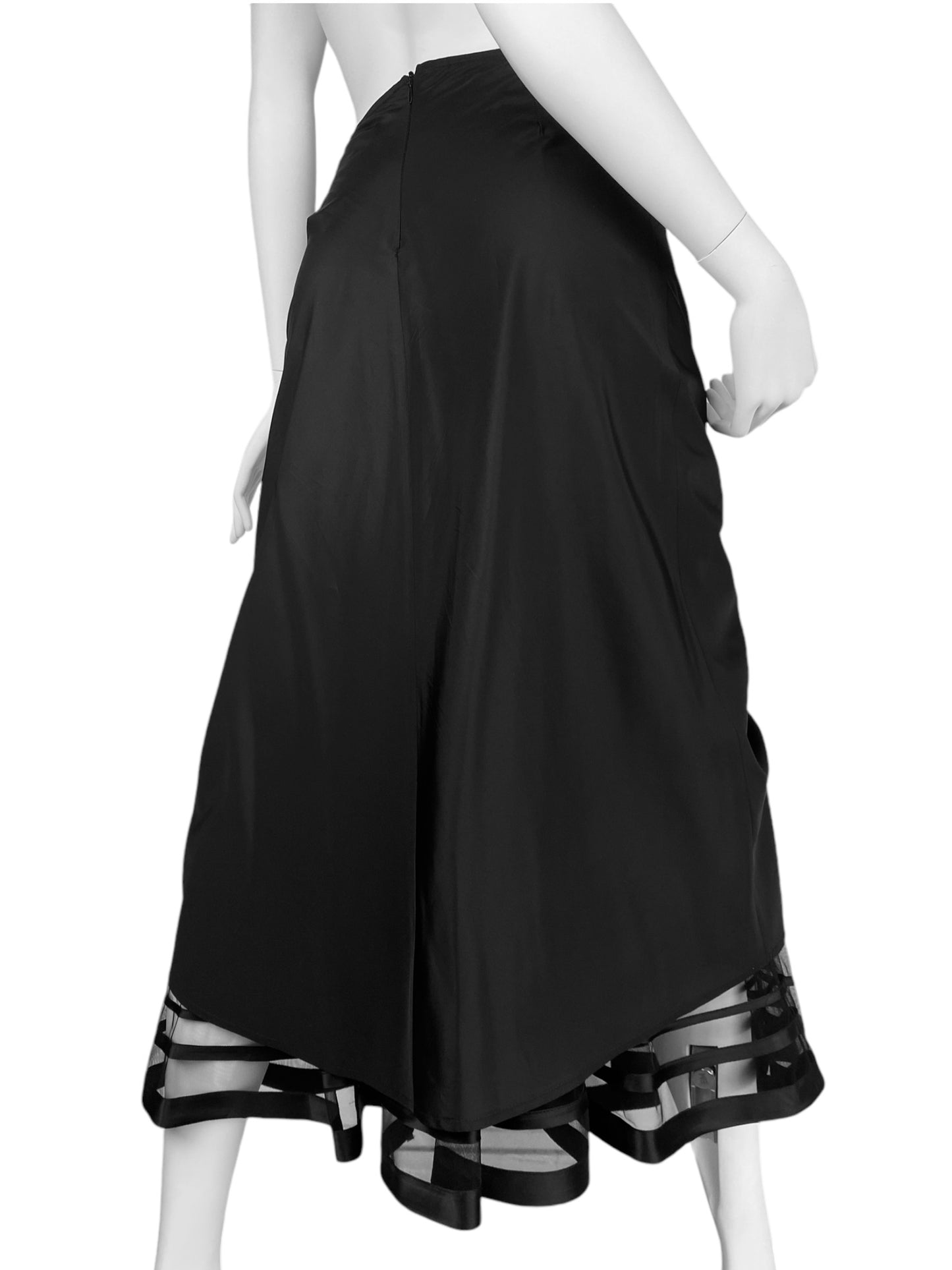 CECILIA VERRINI 2000s BLACK SILK GATHERED MAXI SKIRT