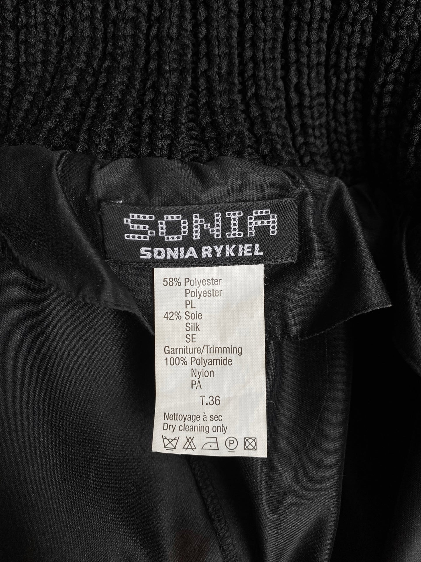 SONIA RYKIEL 2000s BLACK SILK BLEND SHEER BOMBER