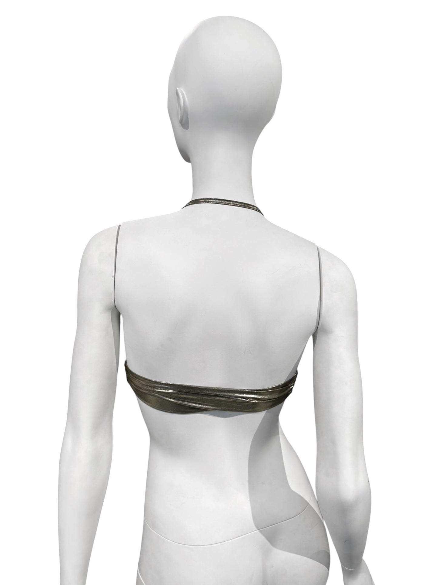 RICK OWENS SS2020 «TECUATL» METALLIC GREEN HALTER BRA TOP