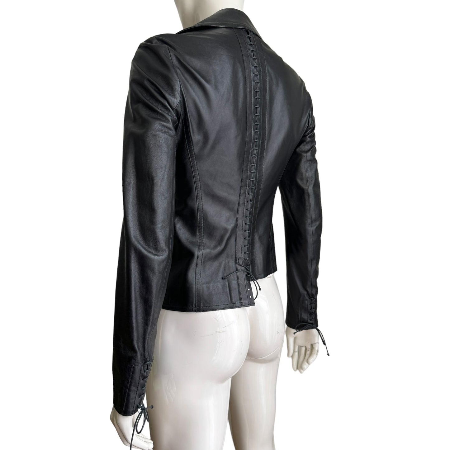 PLEIN SUD FW2002 BLACK LEATHER LACED JACKET