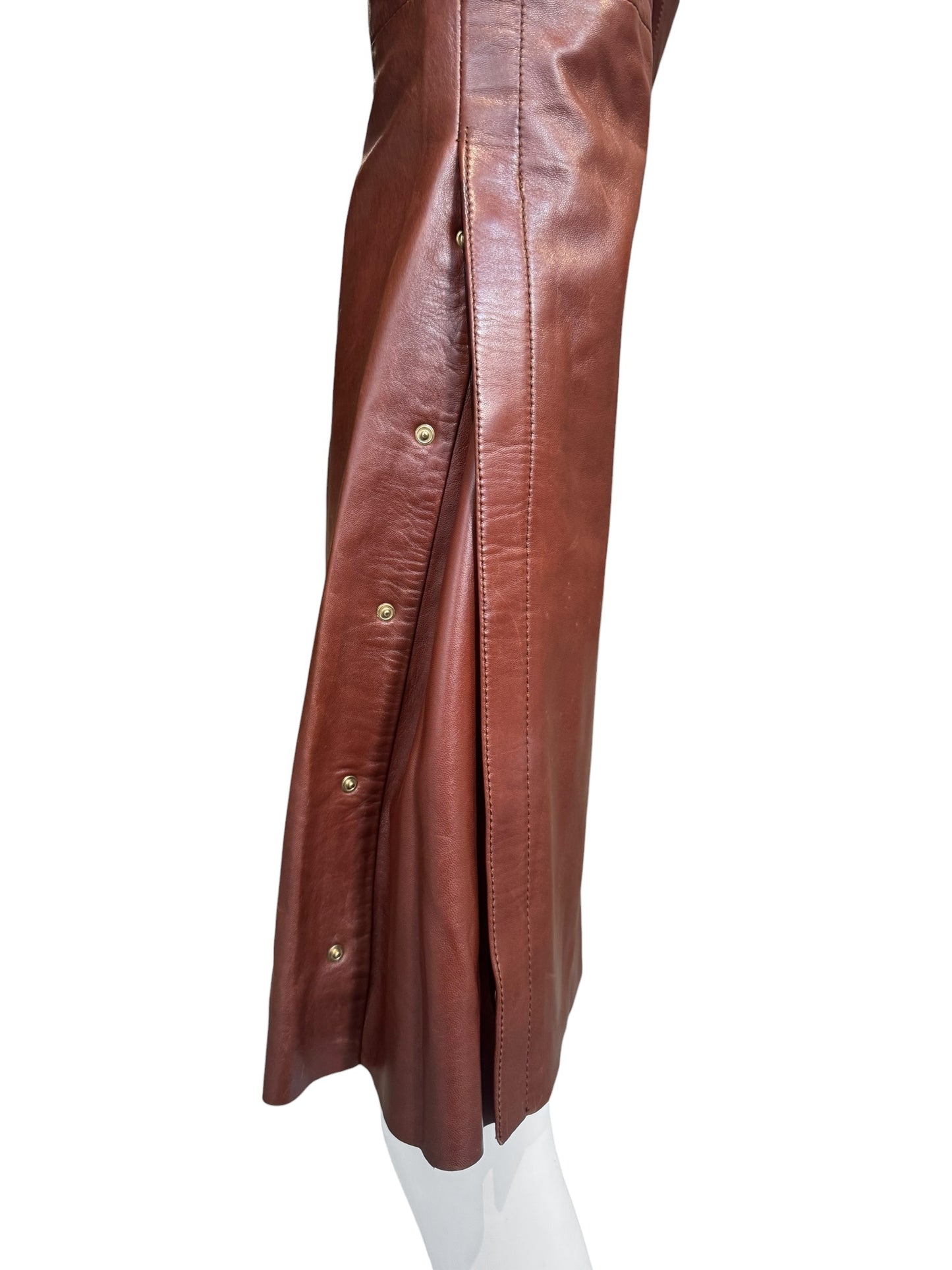GUCCI FW2007 BY FRIDA GIANNINI. BROWN LEATHER BIKER PANTS