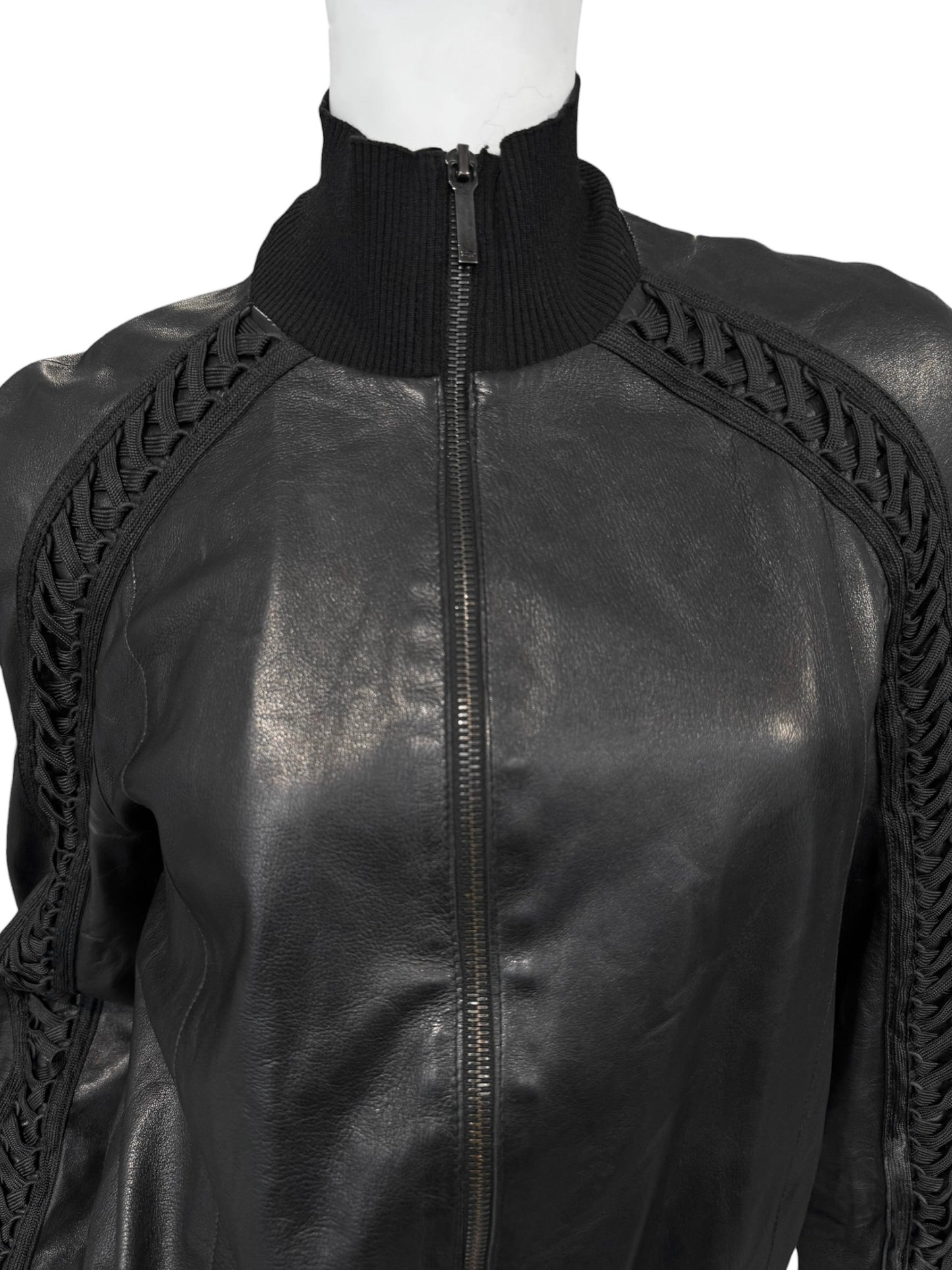 DIOR FW2002 BLACK LEATHER LACE-UP JACKET