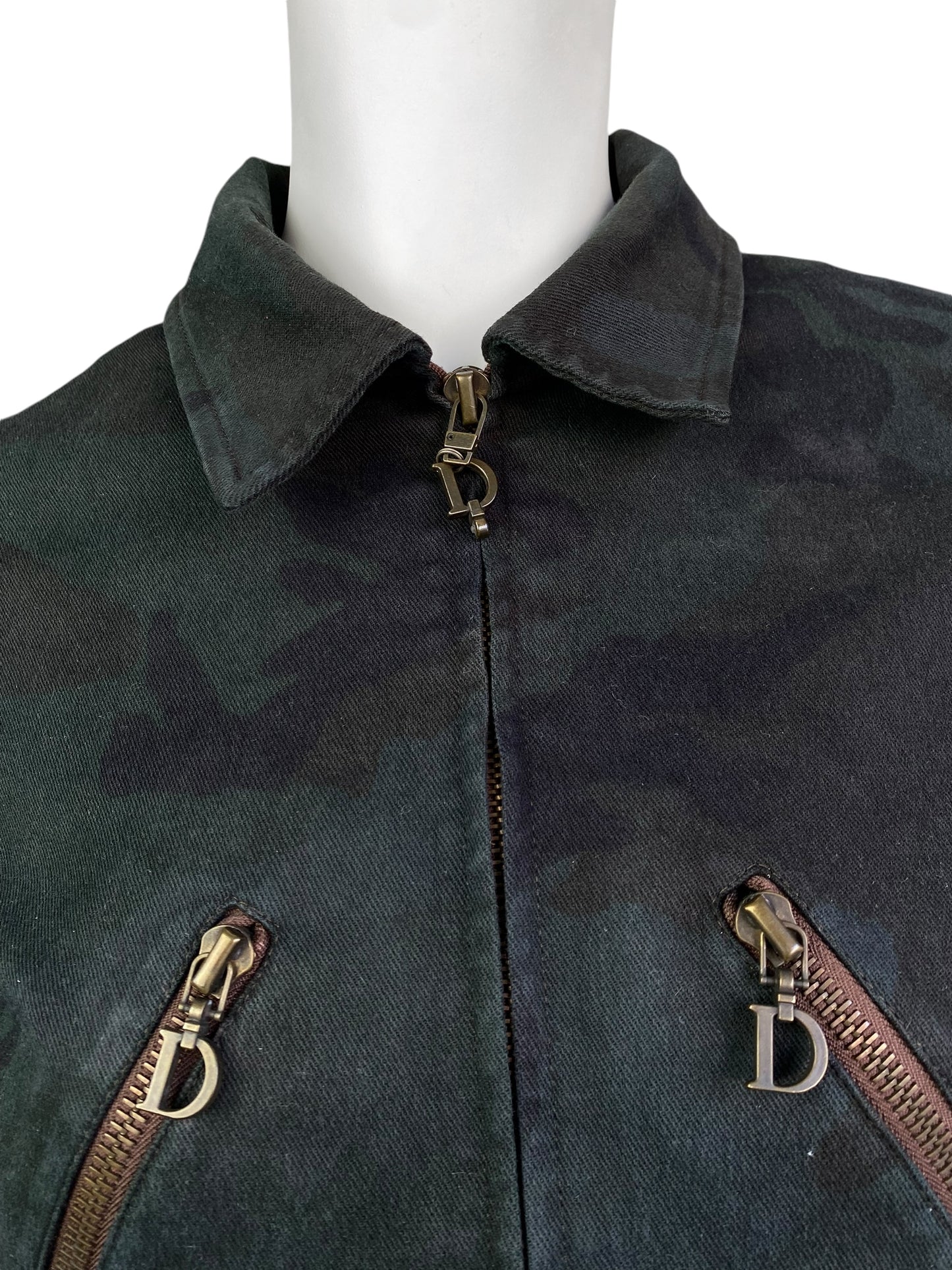 DIOR SS2001 BY GALLIANO DARK GREEN CAMO CROPPED JACKET