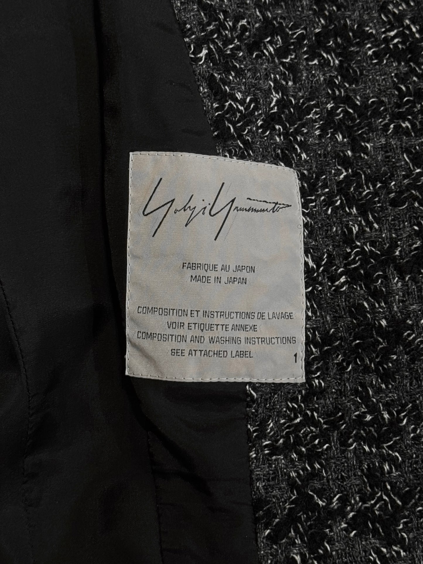 YOHJI YAMAMOTO FW2008 GREY SILK & WOOL TWEED JACKET