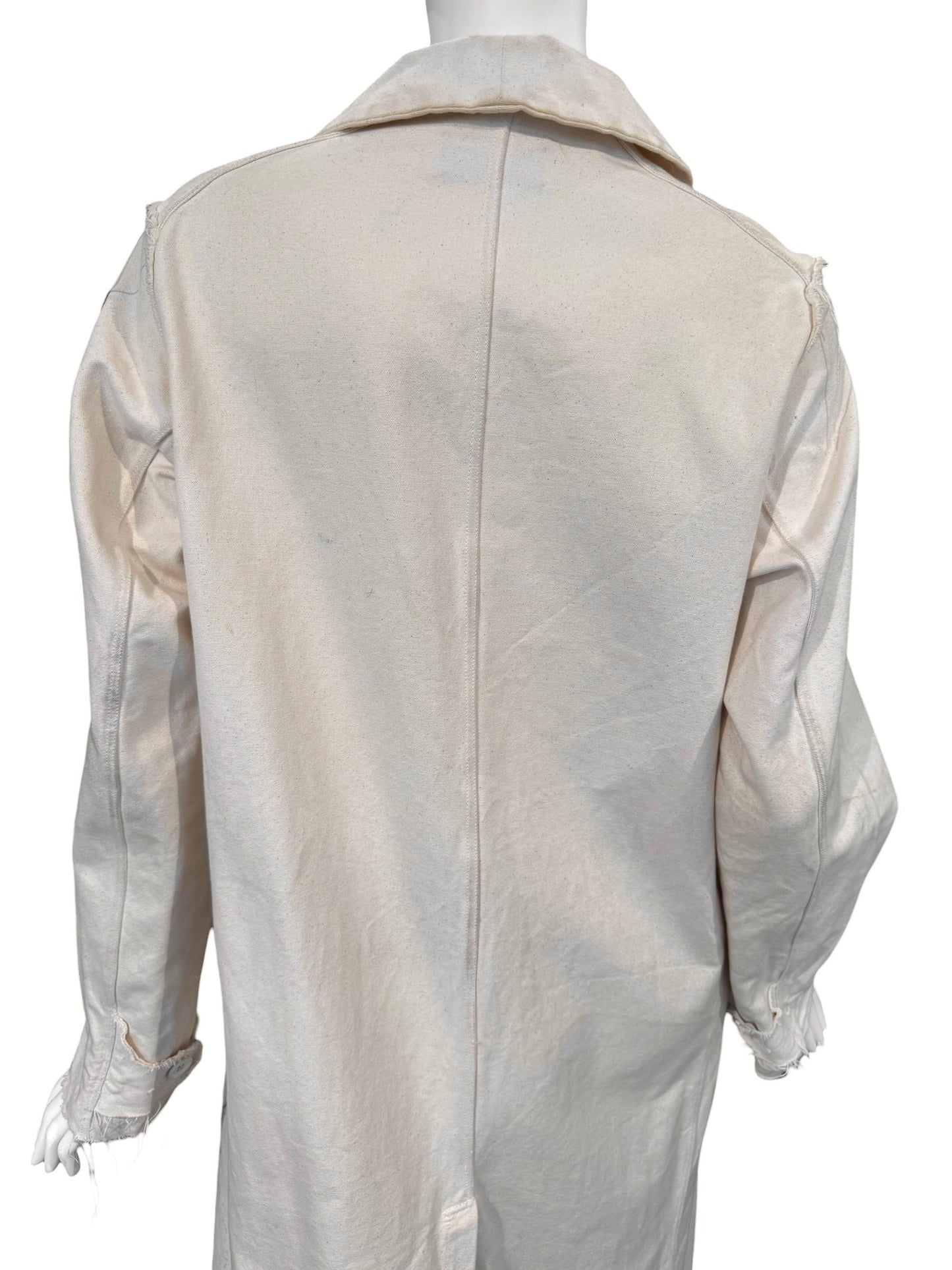 ELENA DAWSON 2010s CREAM COTTON CANVAS HAND-PAINTED COAT
