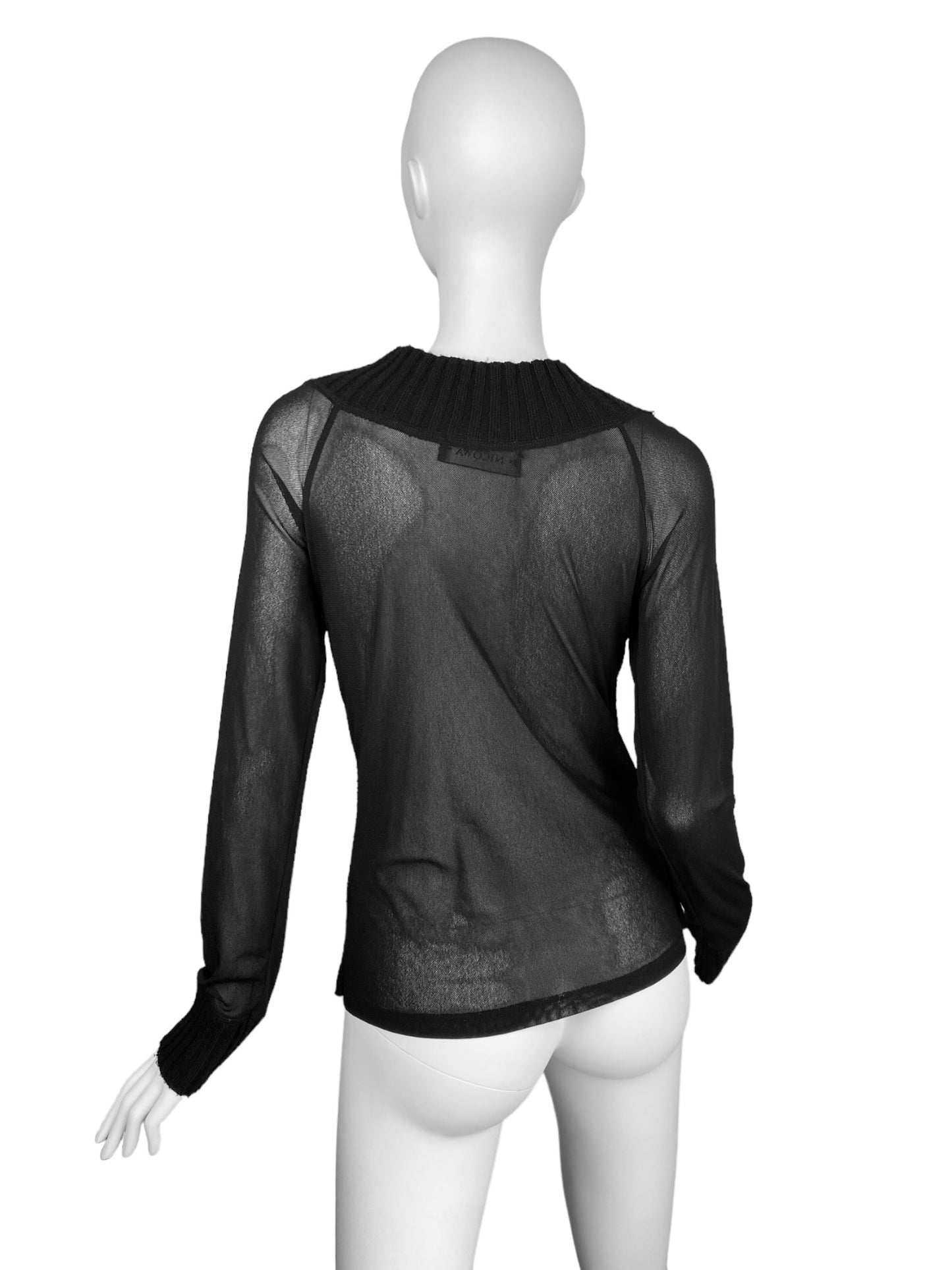 NICOWA 2000s BLACK MESH DISTRESS KNIT TOP