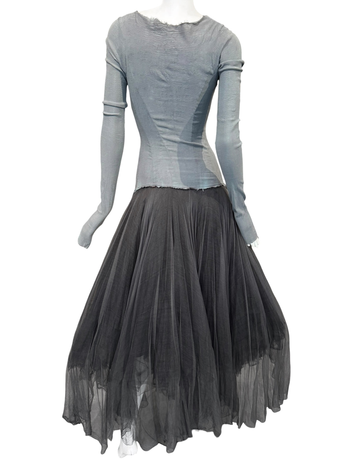 MARC LE BIHAN 2020s GREY SILK BALLERINA MAXI DRESS