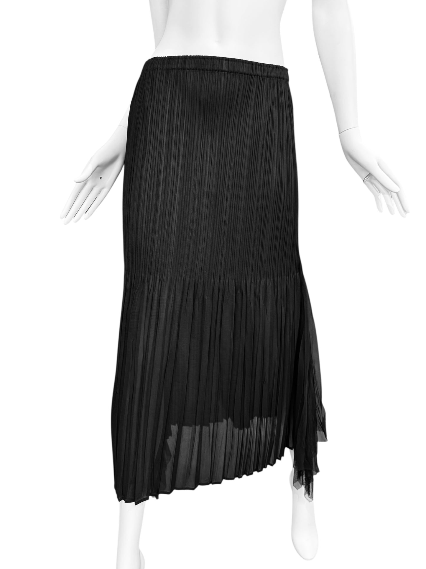 PLEATS PLEASE 2010s BLACK PLEATED MAXI SKIRT