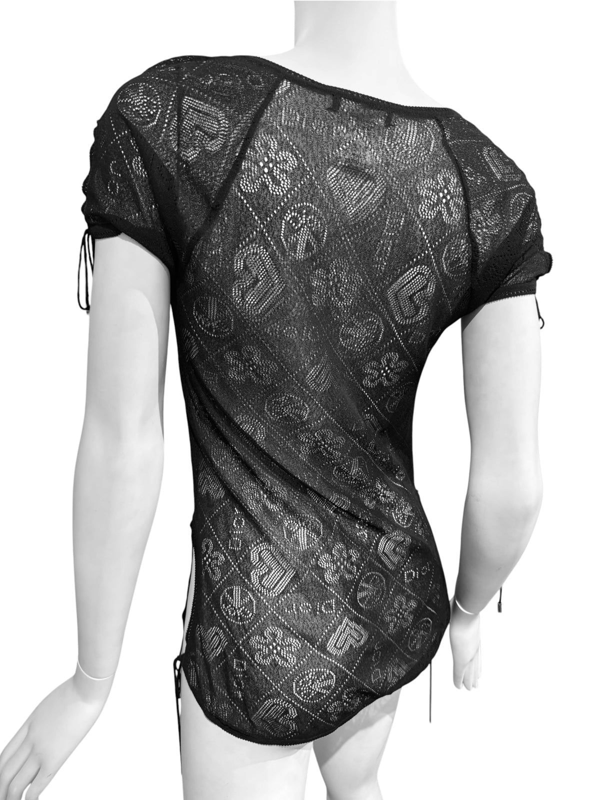 CHRISTIAN DIOR SS2005 BY JOHN GALLIANO BLACK SHEER TOP